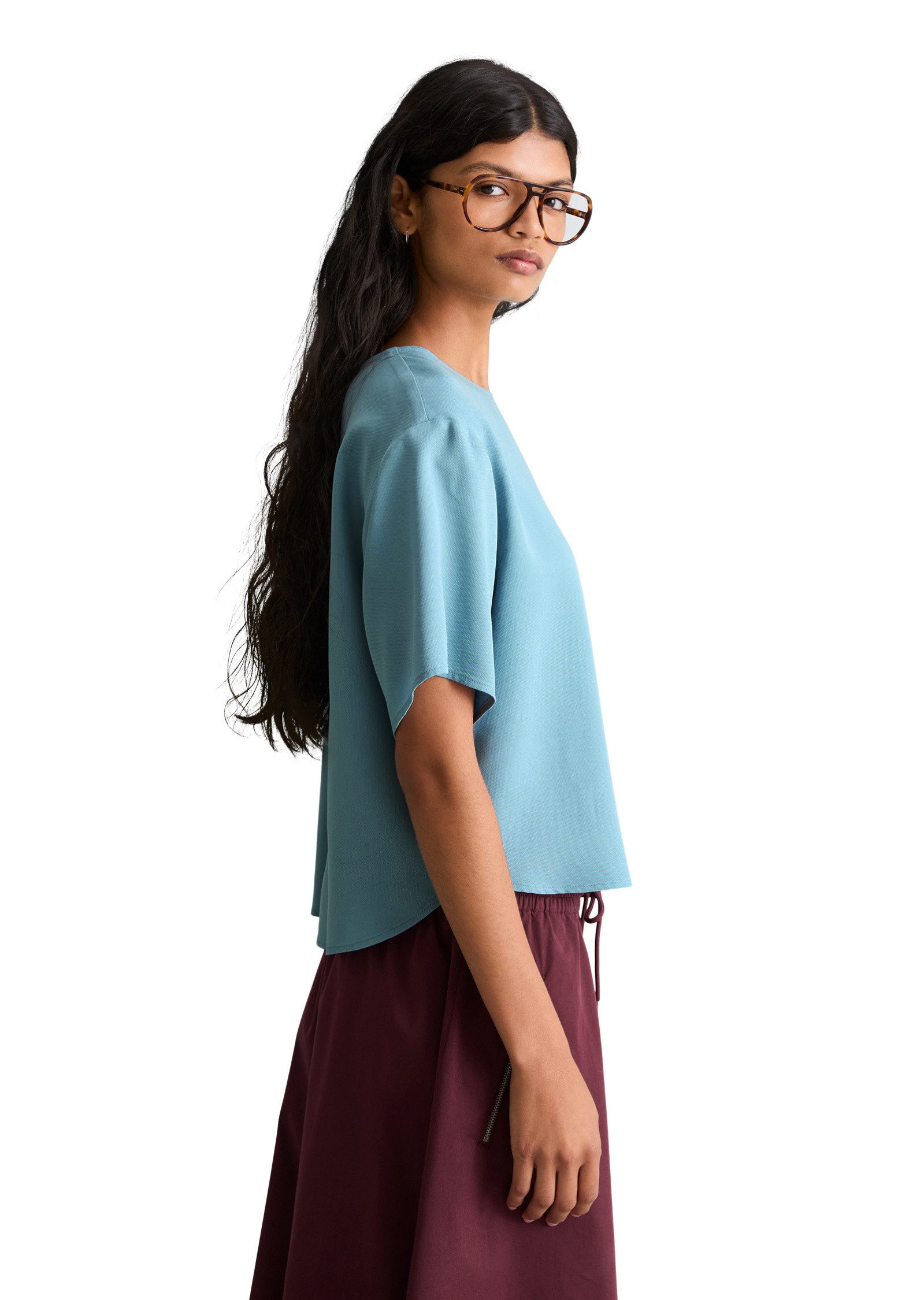 Marc O'Polo DENIM Kurzarmbluse aus TENCEL™ Lyocell