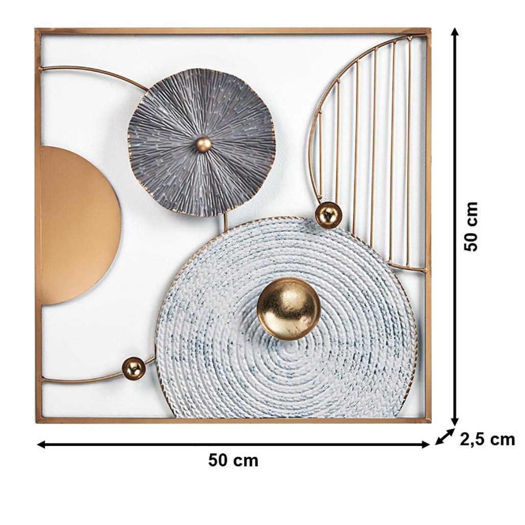 Kobolo Wandbild Metallbild Wanddeko DALIO aus Metall 50x2,5x50 cm