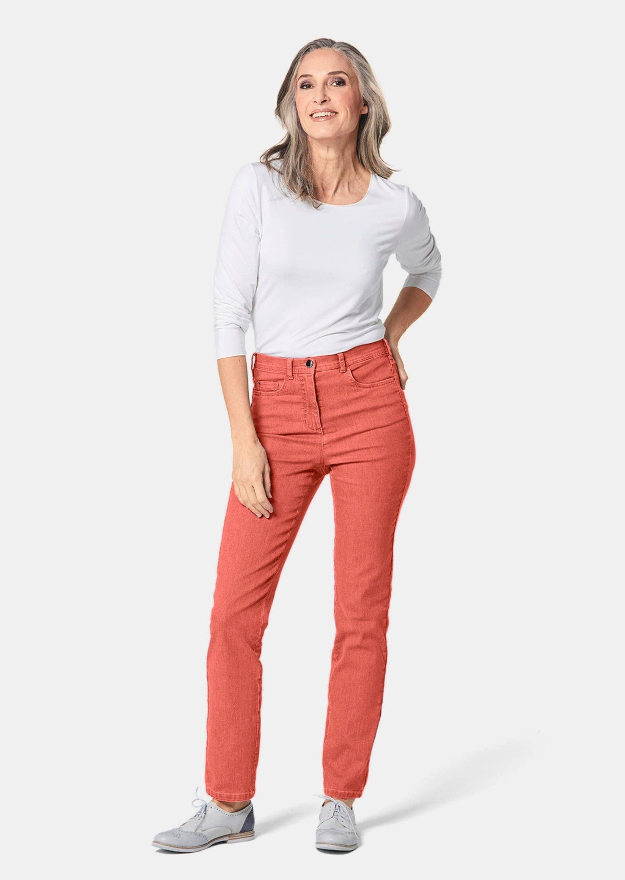 GOLDNER Bequeme Jeans High-Stretch-Jeanshose papaya Bequeme