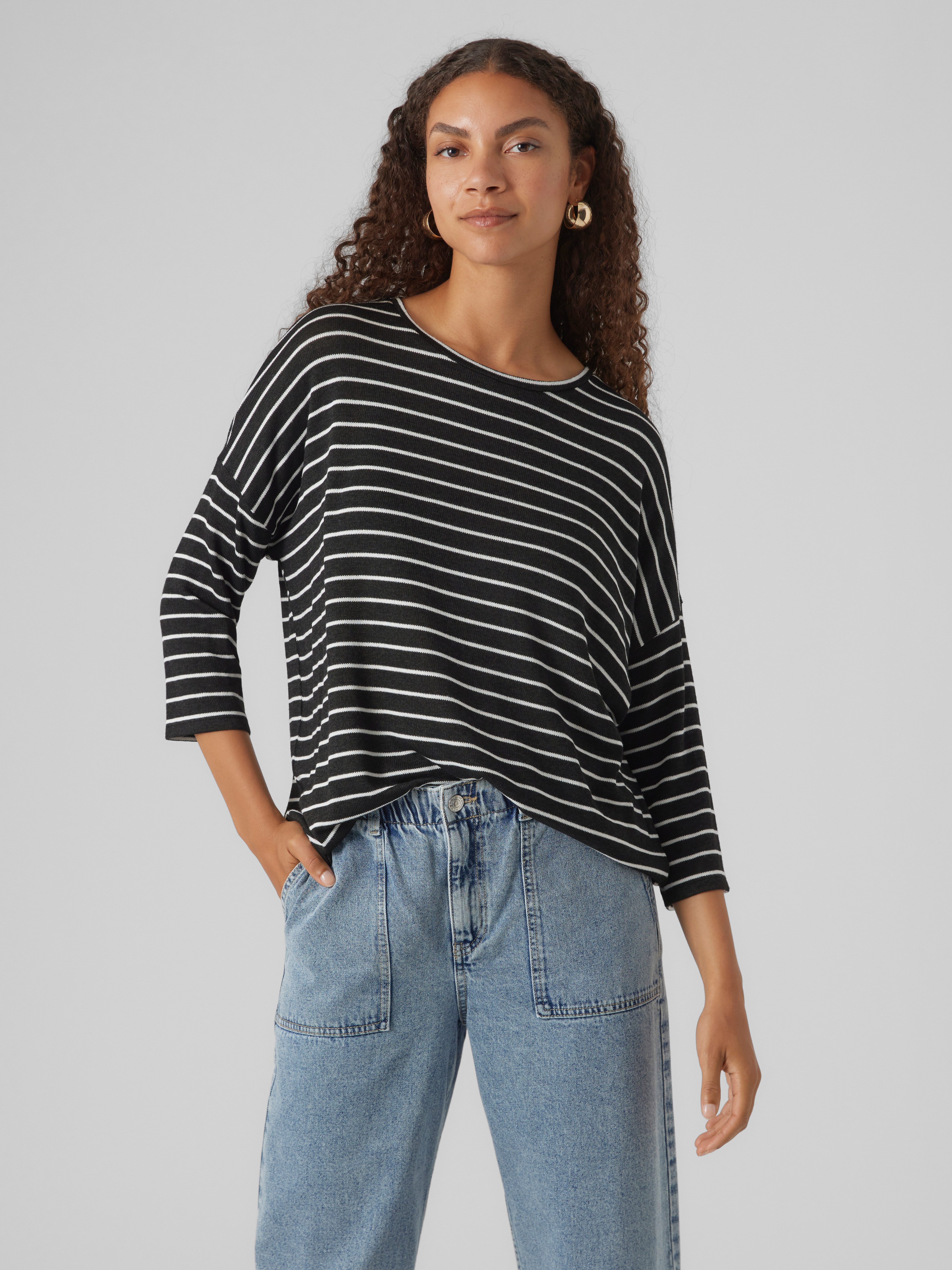 Vero Moda Rundhalspullover VMBRIANNA 3/4 PULLOVER günstig online kaufen