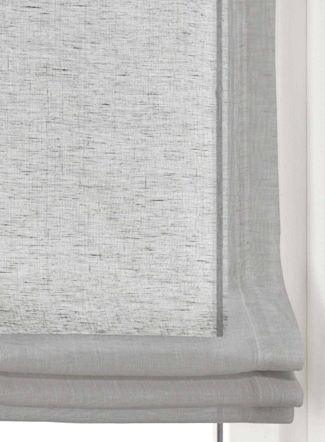 Kutti Raffrollo Brondby, mit Hakenaufhängung, ohne Bohren, freihängend, Leinenoptik lichtfilternd Edelstahlhaken