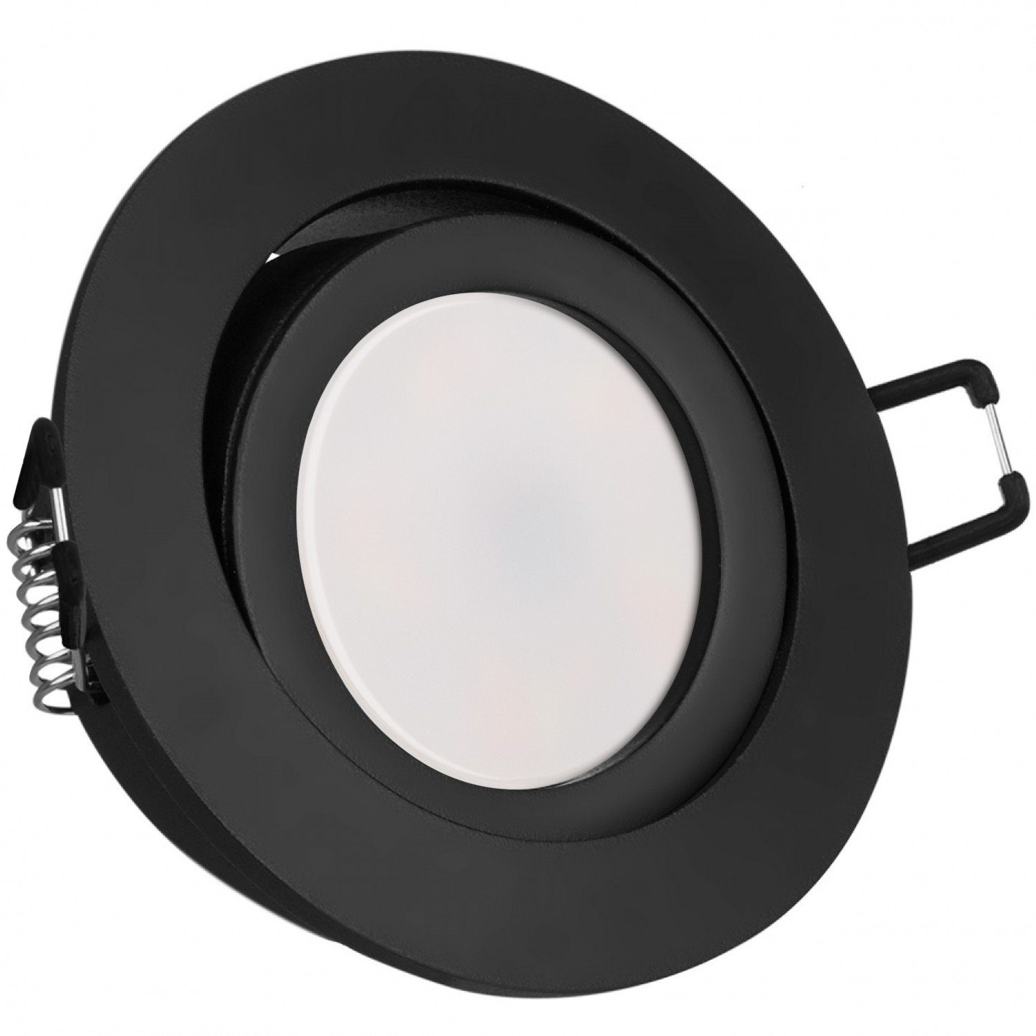 LEDANDO LED Einbaustrahler LED Einbaustrahler Set extra flach in schwarz matt mit 5W Leuchtmittel | Strahler