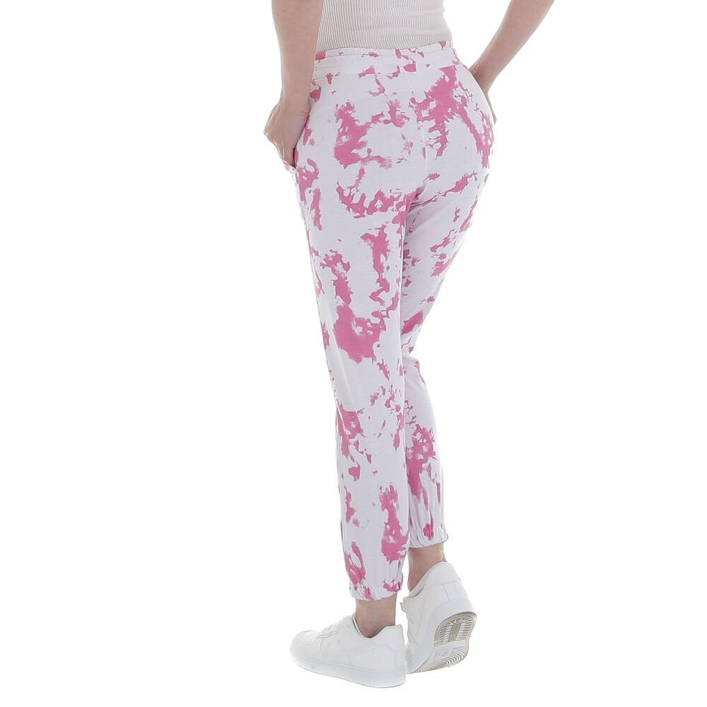 Ital-Design Jogginghose Damen Freizeit Camouflage Stretch Jogginghose in Rosa