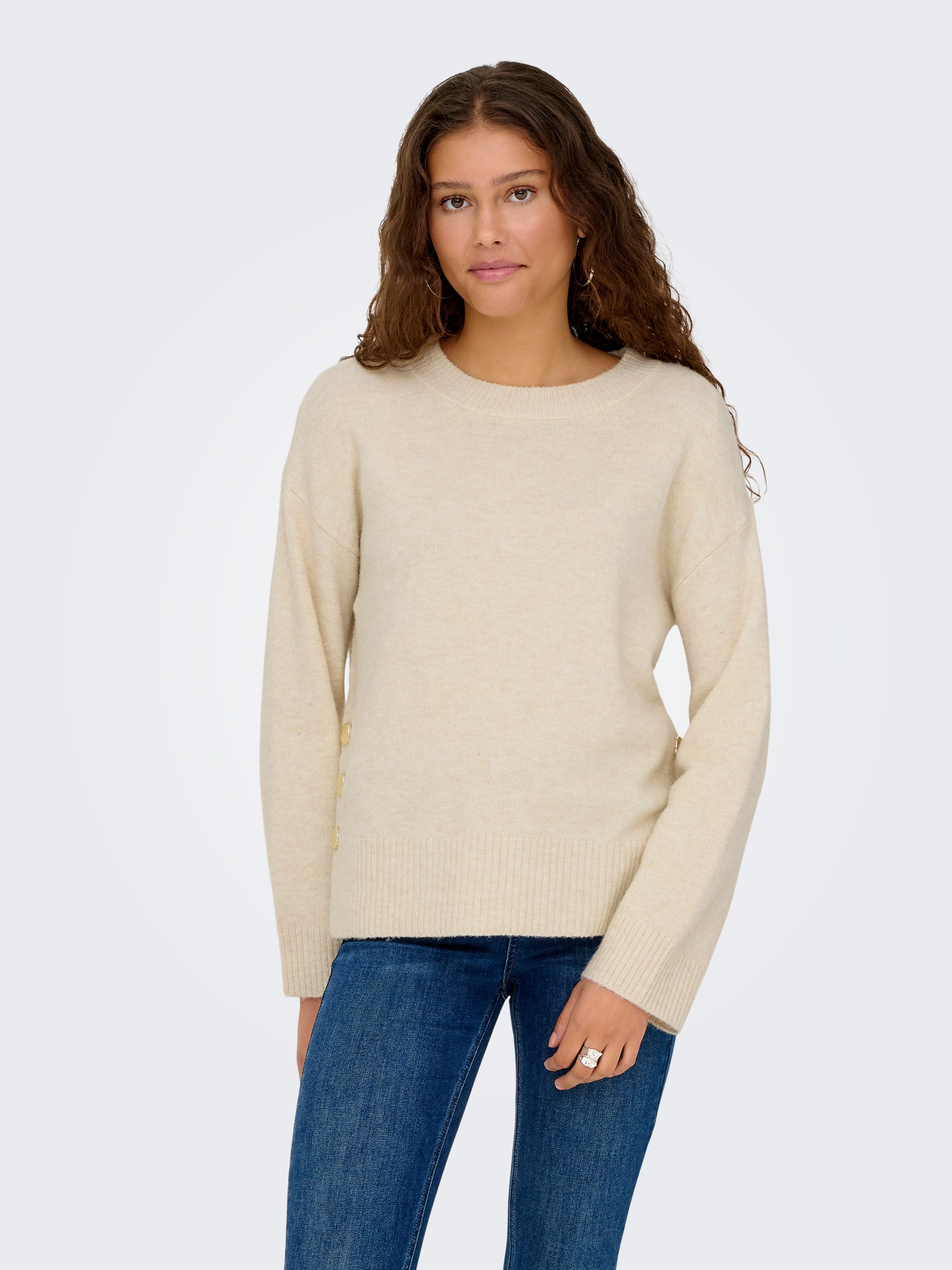 ONLY Strickpullover ONLRENE LIFE LS BUTTON O-NECK CC KNT günstig online kaufen