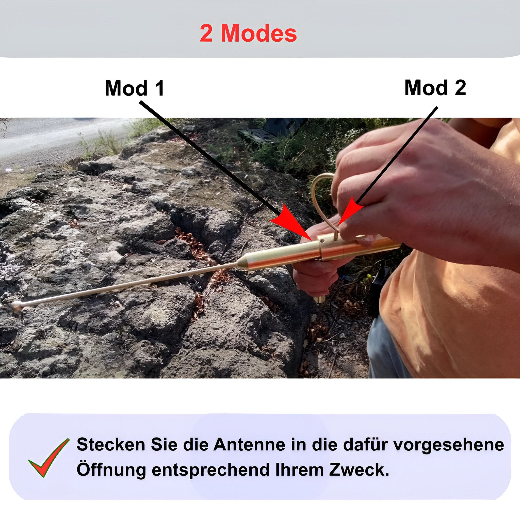 inovesis Metalldetektor Richtungsstab-Set – Outdoor-Hobby- und Beobachtungs-Experimentierset, Verschiedene Stufen ermöglichen das Beobachten der Antennenreaktionen.