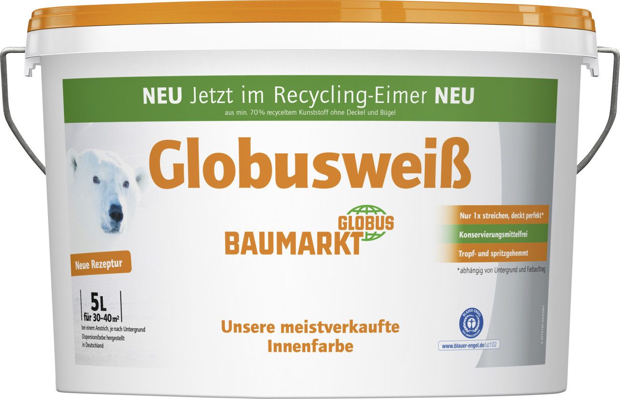 Globus Baumarkt Wandfarbe Globusweiß Wandfarbe weiß matt 5L