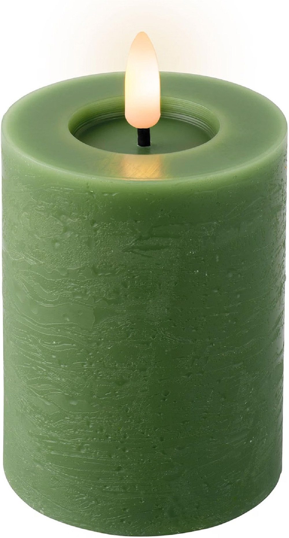 Lumineo LED-Kerze Lumineo LED Echtwachskerze Grün Ø7cm H11,2cm Warmweiß 6h Time