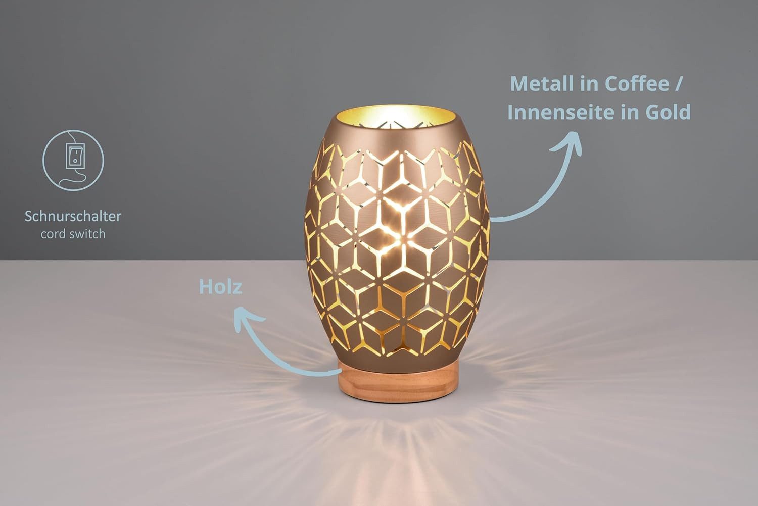 lightling Tischleuchte Bill, ohne Leuchtmittel, Schnurschalter, IP20 Indoor günstig online kaufen