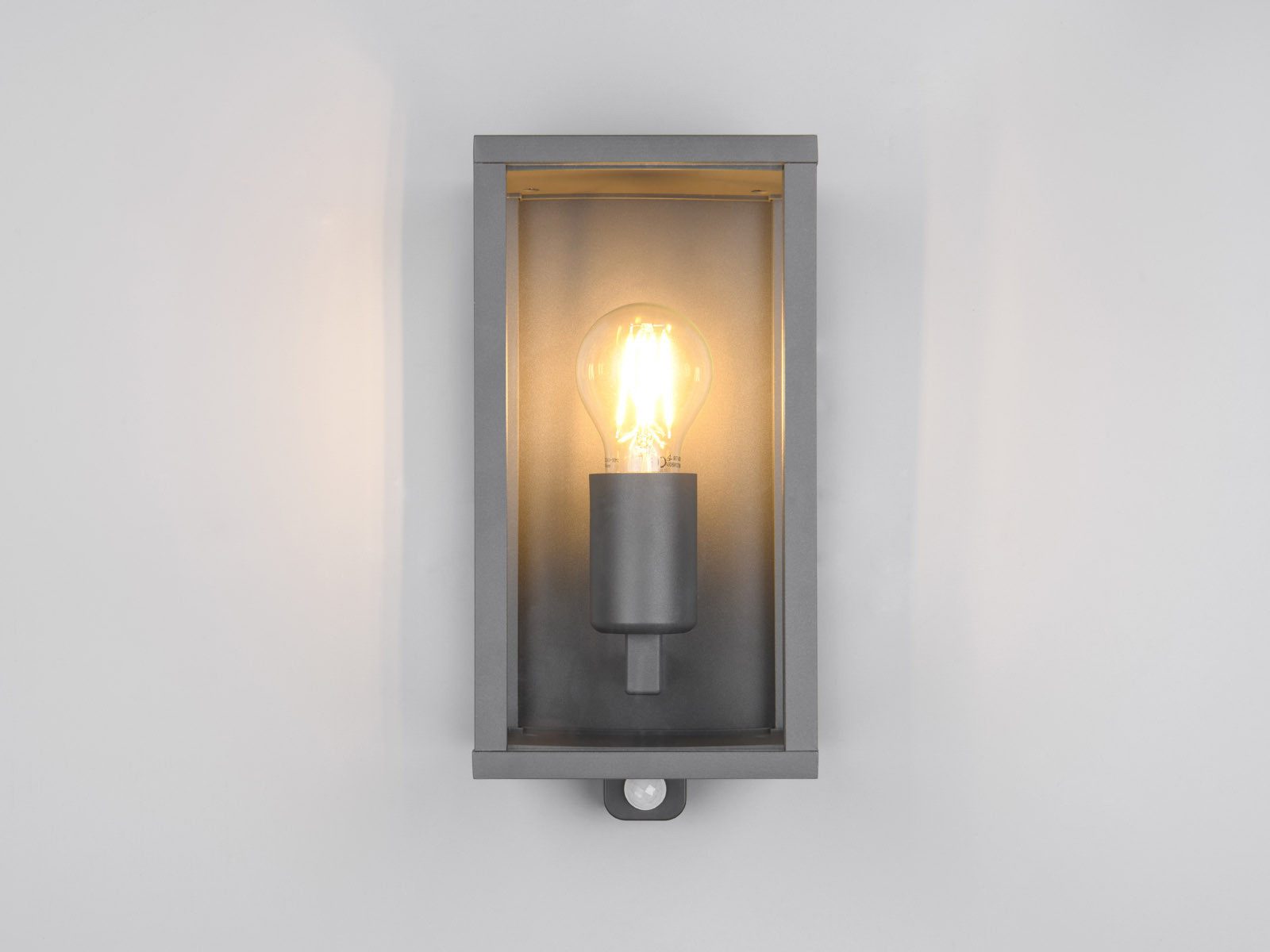 TRIO Leuchten LED Außen-Wandleuchte, Bewegungsmelder, LED wechselbar, warmweiß, Haustür & Fassadenbeleuchtung aus Aluminium in Anthrazit, Höhe 29cm