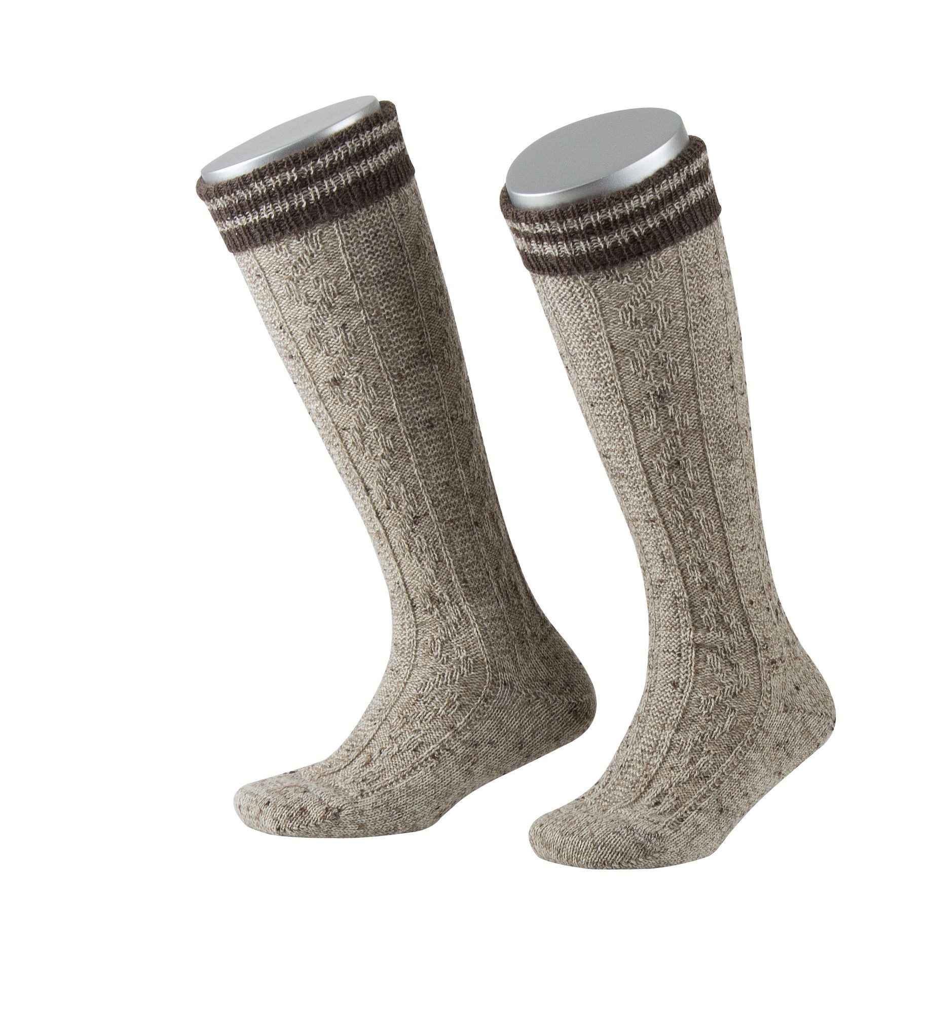 Lusana Традиційні шкарпетки L320RT Kinderstrümpfe mit Zopfmuster und Ringel Loden Tweed
