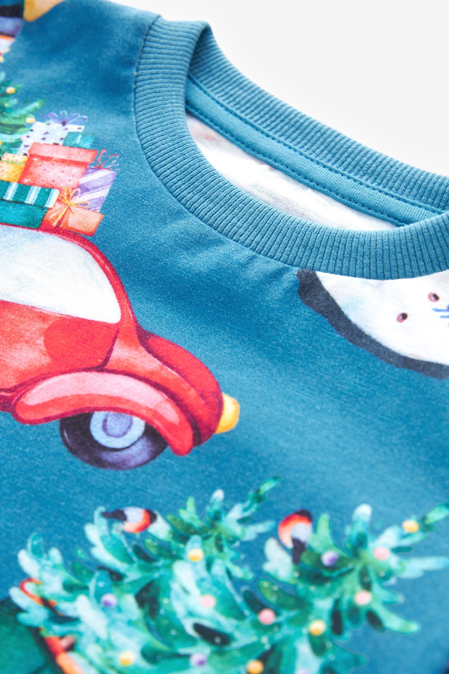 Langärmeliges Weihnachtsshirt Blue Print Next (1-tlg) Langarmshirt All-Over