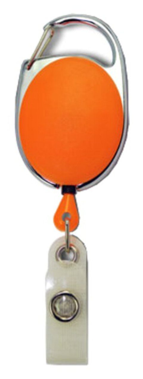 Kranholdt Schlüsselanhänger Jojo / Ausweishalter / Ausweisclip ovale Form (100-tlg), Metallumrandung, Druckknopfschlaufe Orange | Schlüsselanhänger