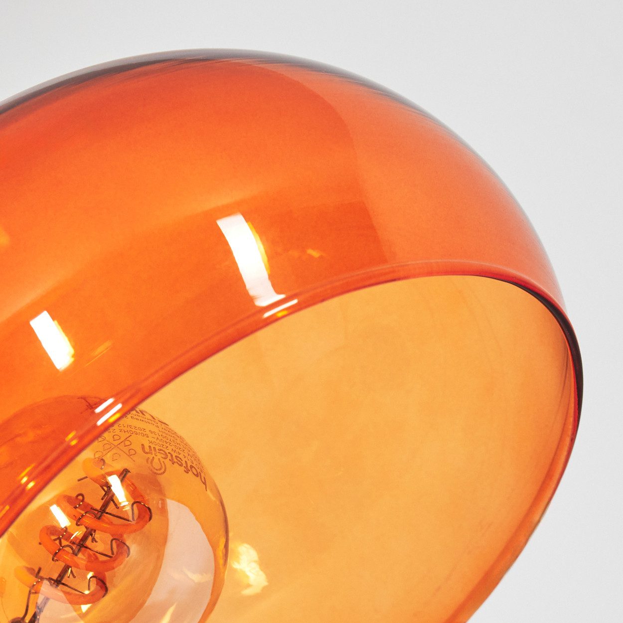 hofstein Stehlampe Stehlampe aus Metall in Schwarz/Chrom/Orange im Retro/Vintage-Design, verstellbare Stehleuchte mit Marmorfuß und Schalter am Gehäuse, E14