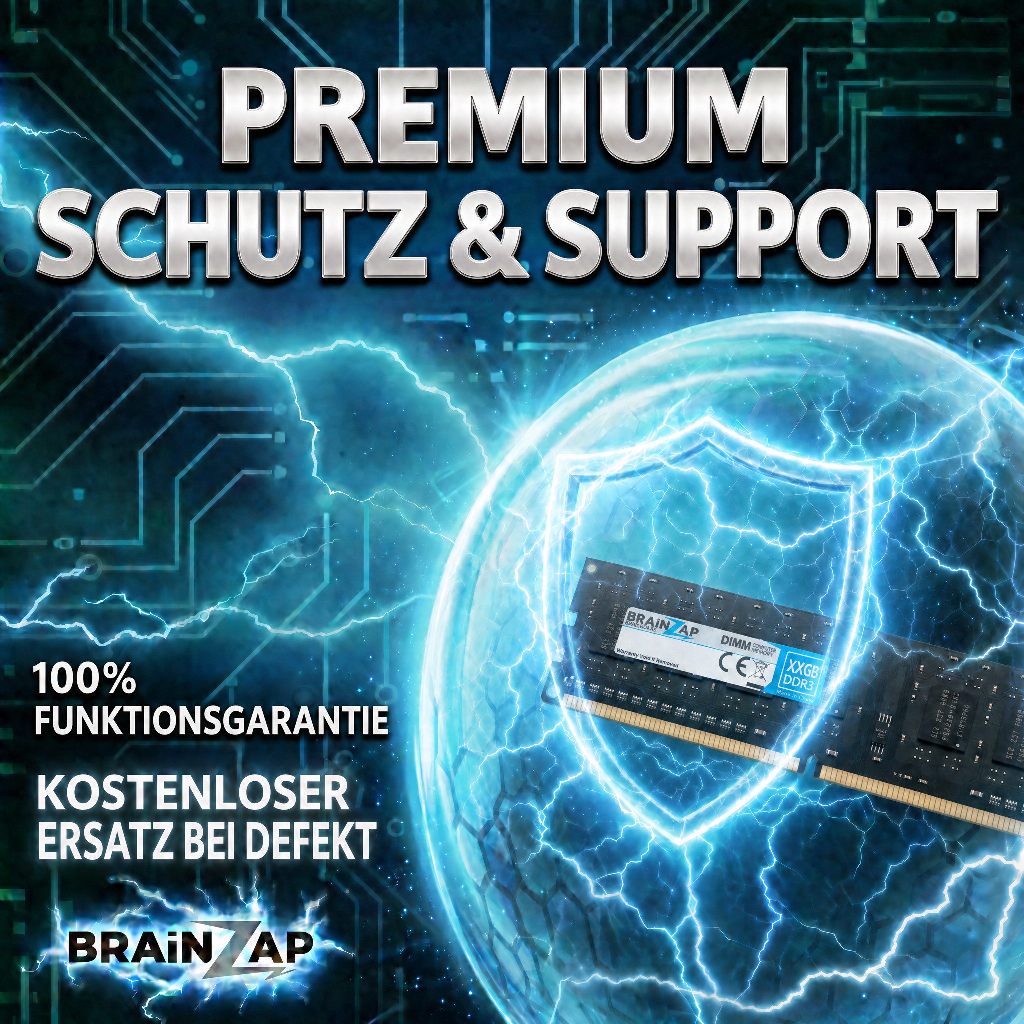 BRAINZAP 32GB (4x 8GB) RAM PC3-12800U DIMM PC-Arbeitsspeicher (1600 MHz, CL11, 2Rx8, Non-ECC, Unbuffered, Desktop-PCs - Intel und) – Bild 4 von 5