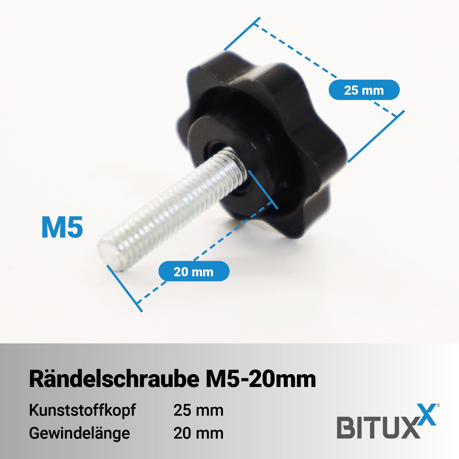 Bituxx Stockschraube 5x Stockschraube M5 - 20 mm, (MS-20020)