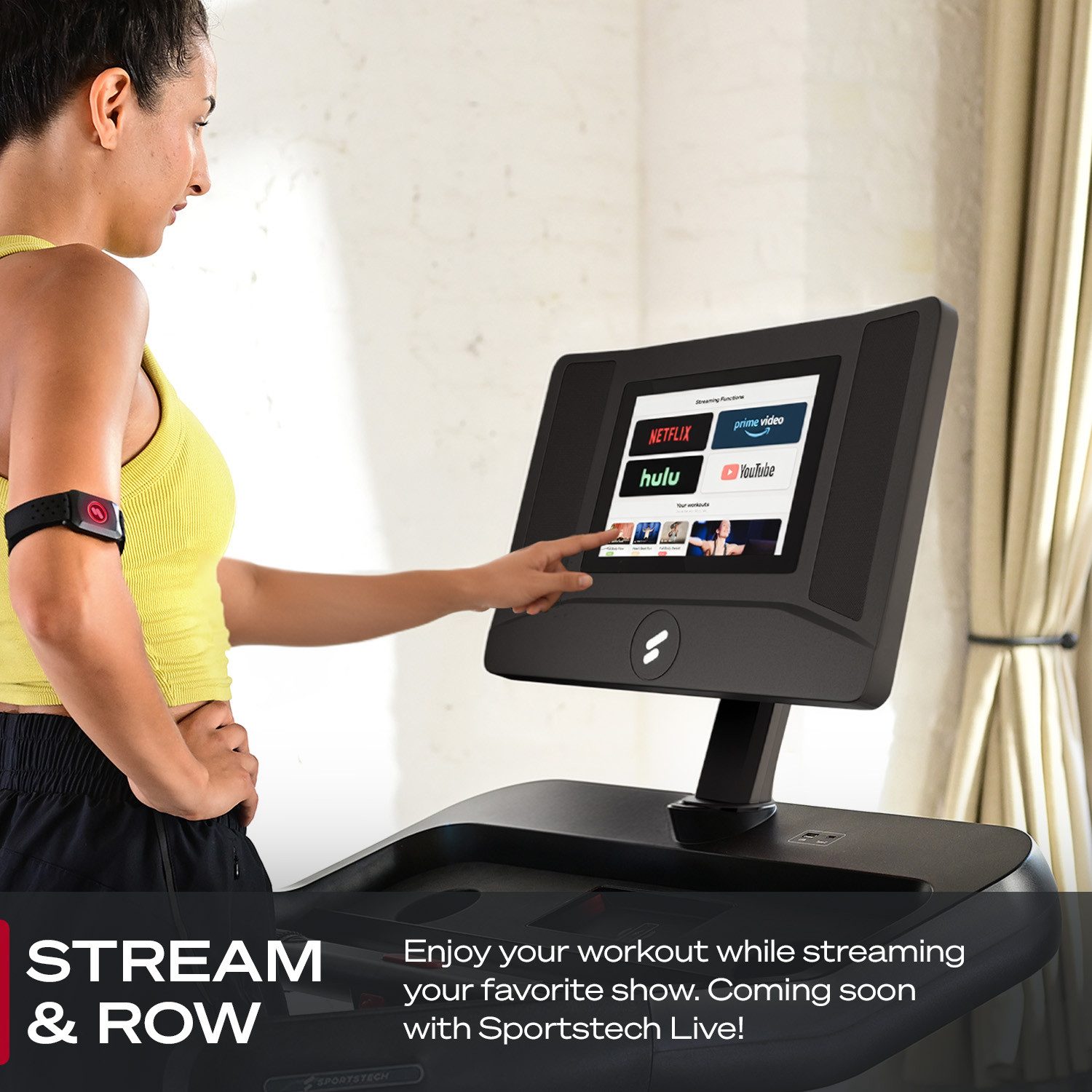 Sportstech Laufband Sportstech sTread Pro, Bis 20 km/h, 15 Steigungen, klappbar & Touchdisplay