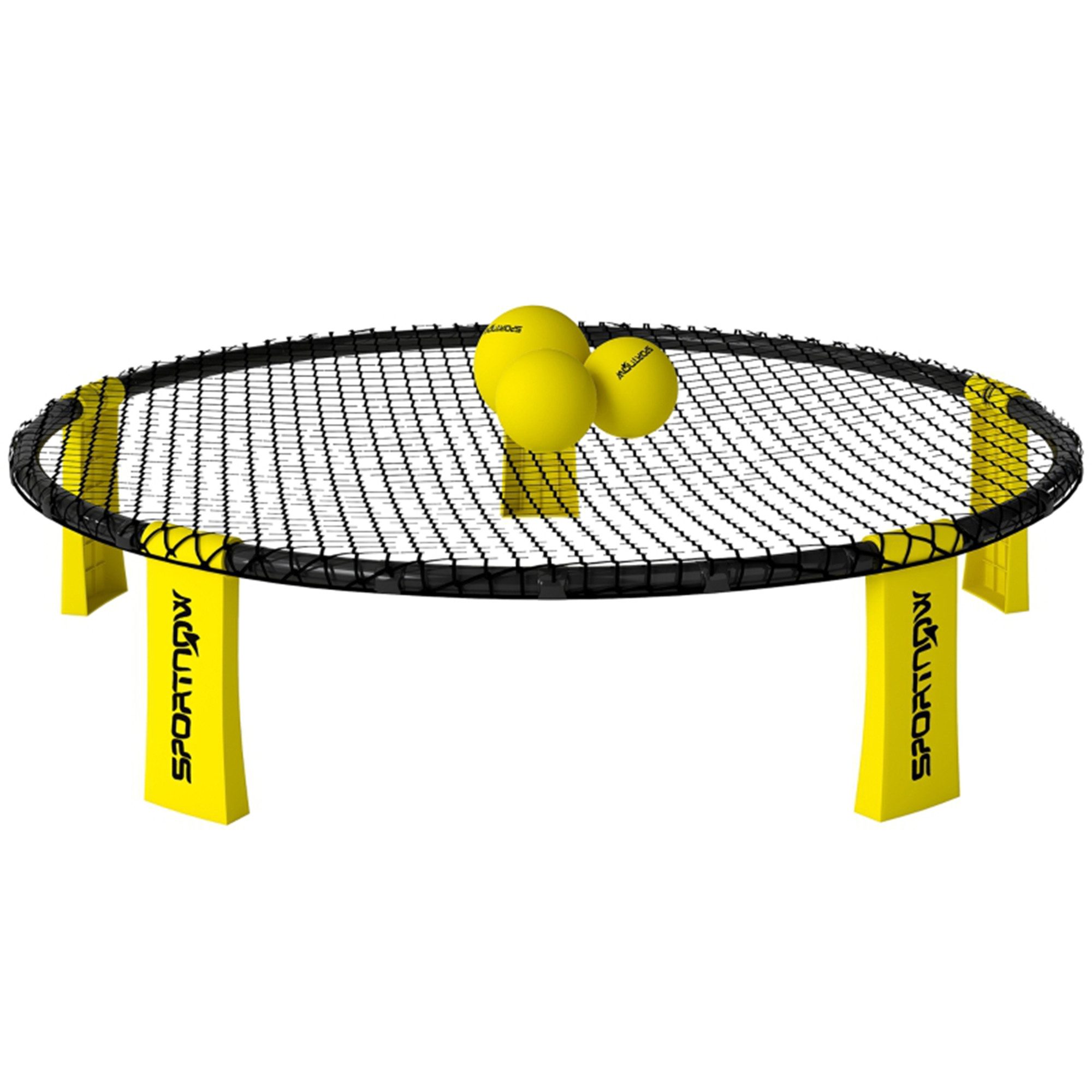 MC Star Spielball Roundnet Set Spieleset mit Spielnetz 3 Bällen Tragetasche Ballpumpe (Spikeball Set für Garten Strand Park drinnen)