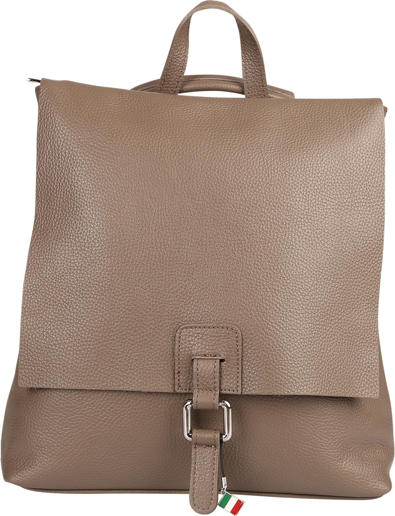 FLORENCE Cityrucksack Florence Rucksack Damen Echtleder, Damen Cityrucksack Leder, taupe, braun ca. 33cm x 33cm hoch