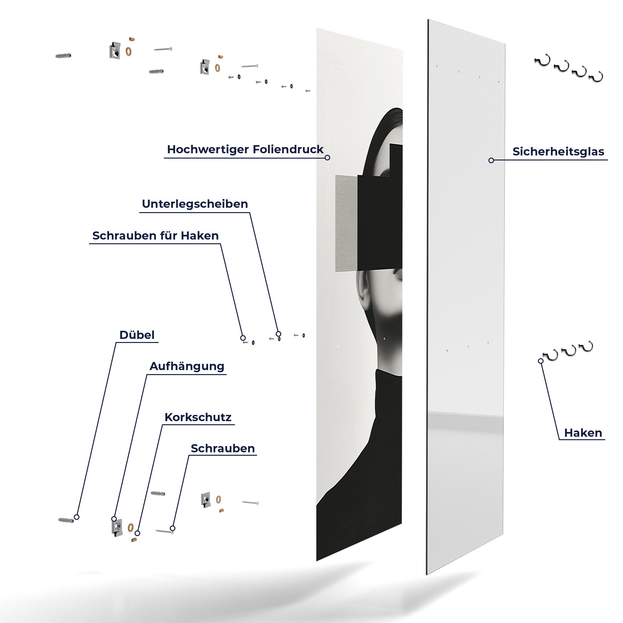 DEQORI Kleiderhaken 'Stille Maskerade', Glas Garderobe hängend Flur Jackenhalter modern Wandgarderobe Haken