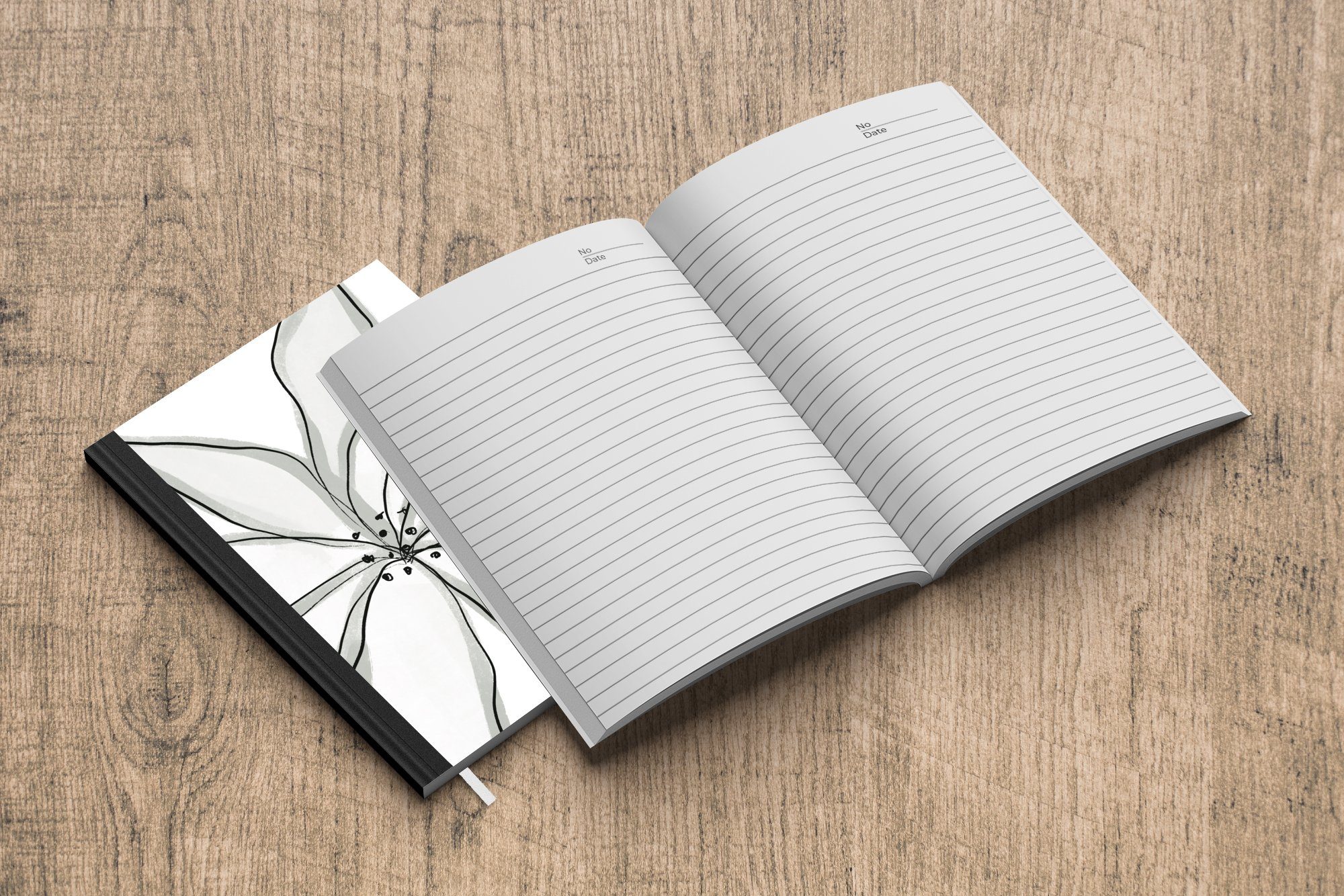MuchoWow Notizbuch Blumen - - Design, 98 Abstrakt Seiten, Tagebuch, Merkzettel, Journal, Haushaltsbuch Notizheft, A5