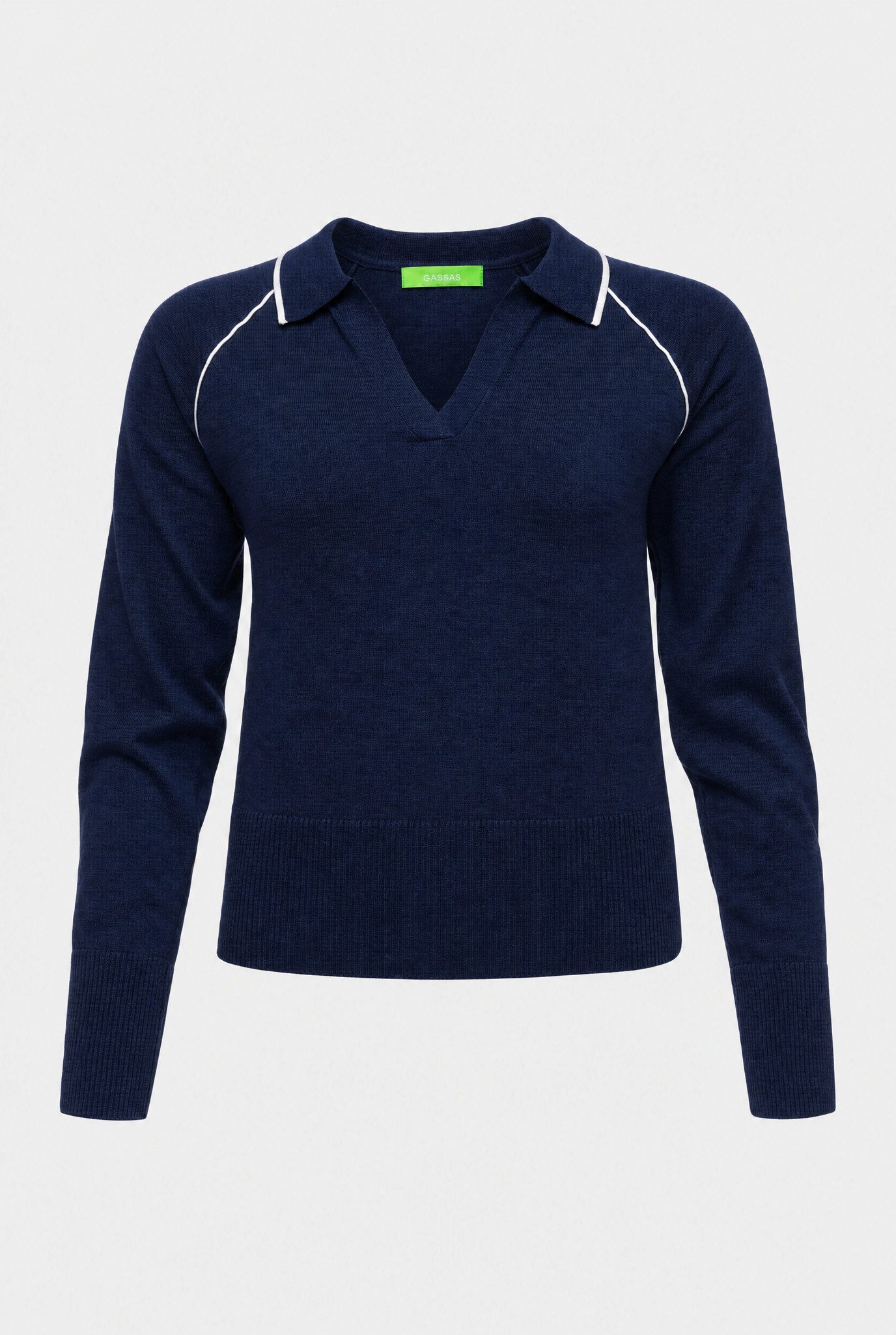 Strickpullover Damen Strickpullover mit Polokragen ideal Frühling Marine