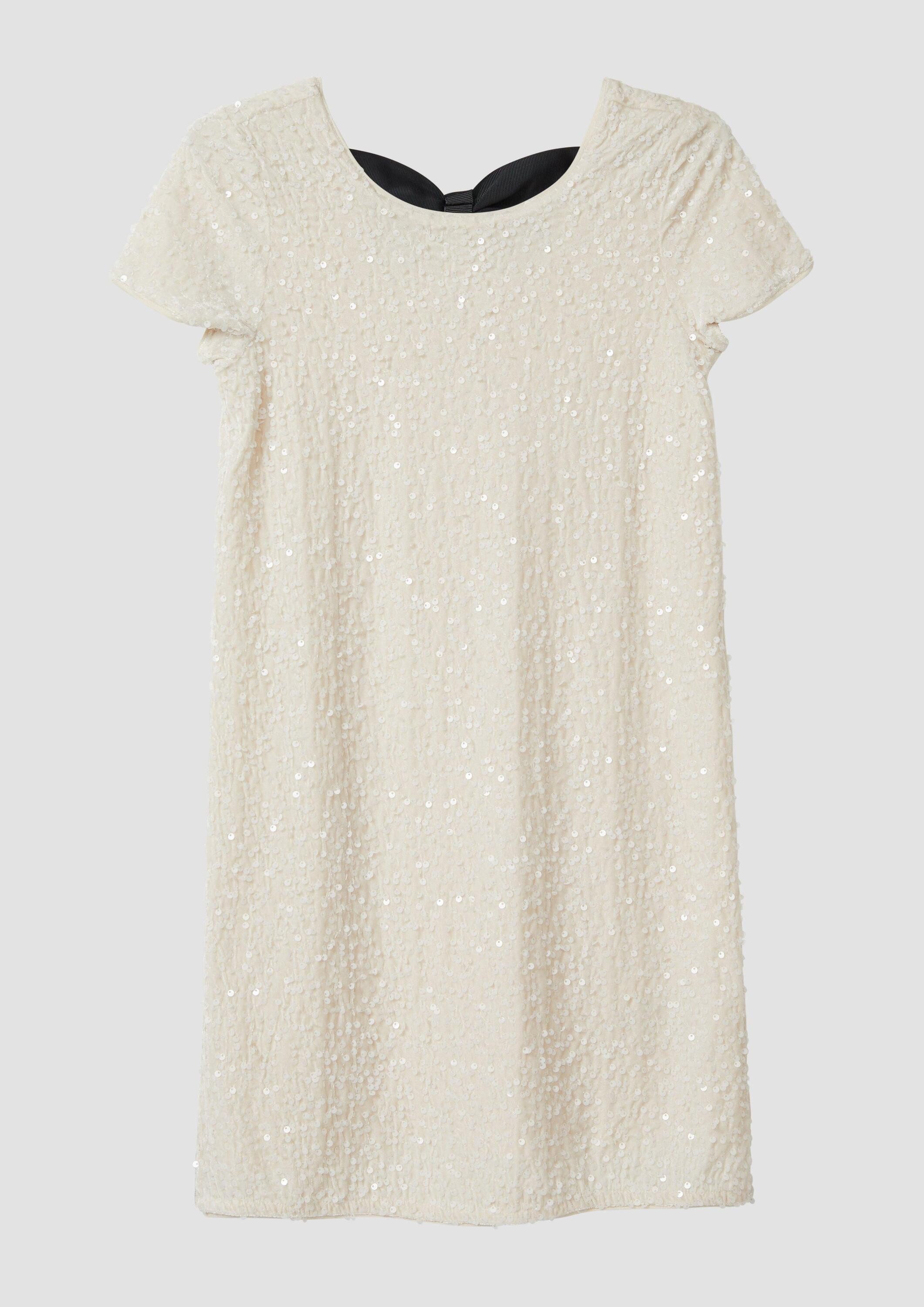 s.Oliver Minikleid Kleid Samtkleid mit Pailletten, Cut-Out und Schleife