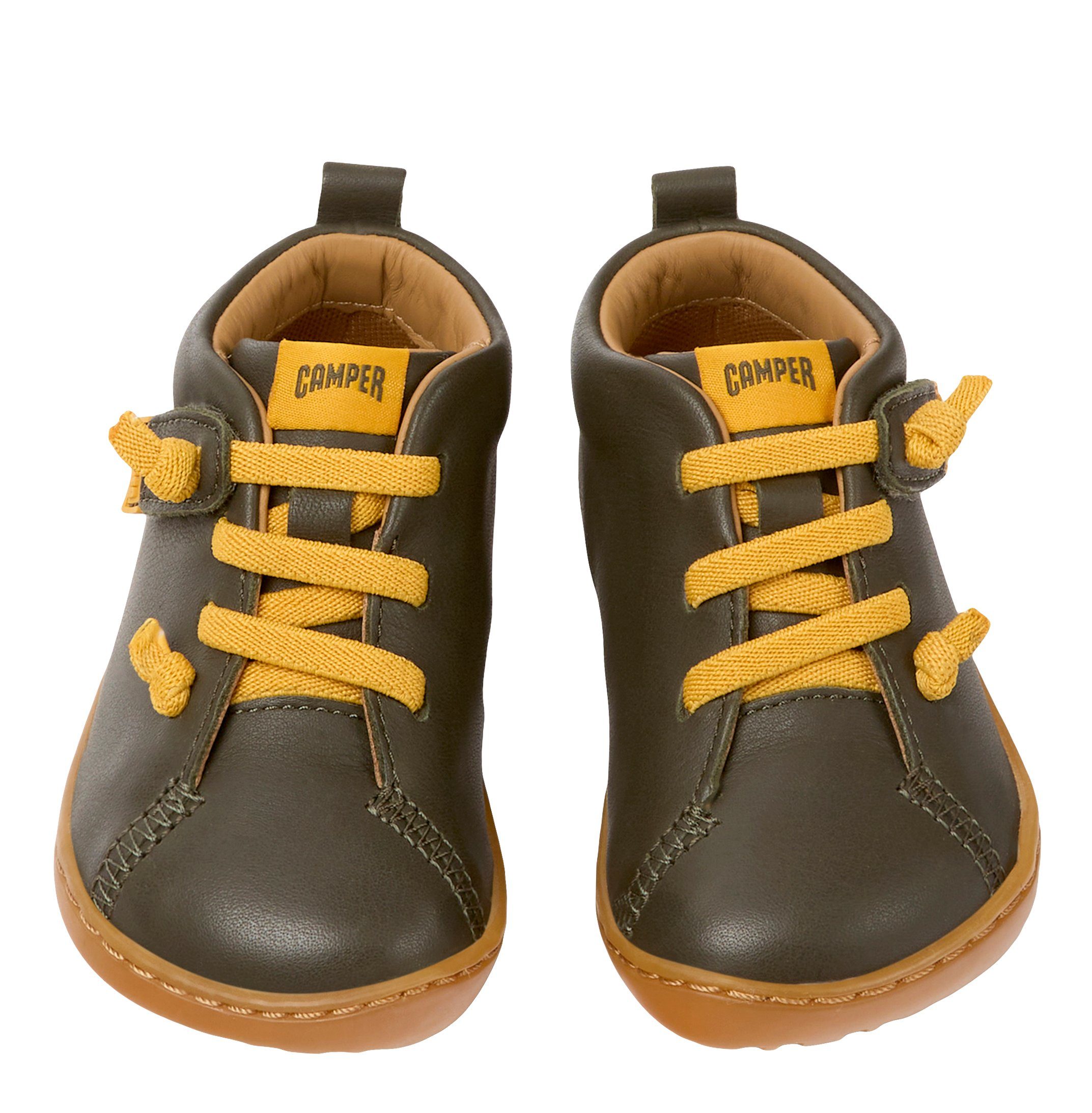 Camper Lauflernschuhe Peu erste Schuhe Kinder Leder Grün Schnürschuh
