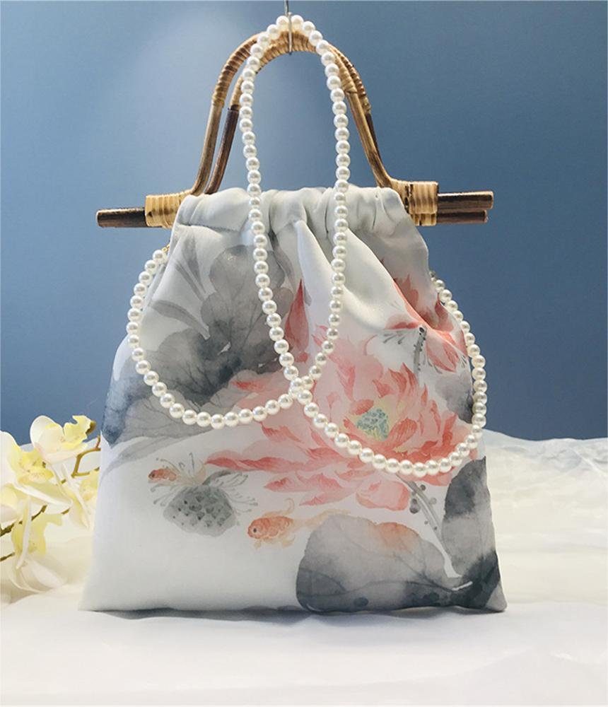 Damen Umhängetasche Quaste Tasche Handtasche Druck weiß-A Blume Handtasche, Rouemi Kordel