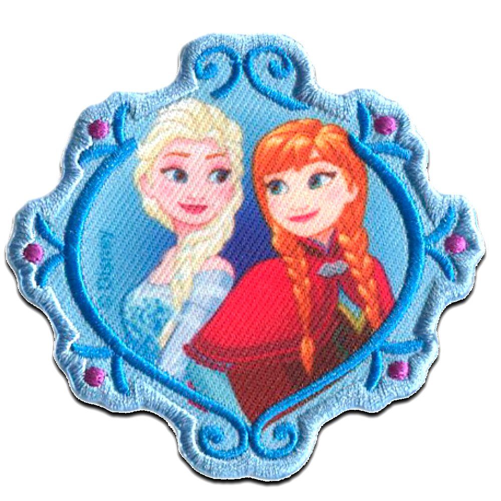 Disney Пластырь Bügelbild, Aufbügler, Applikationen, Patches, Flicken, zum aufbügeln, Polyester, Frozen Die Eiskönigin ELSA & ANNA 2 - Größe: 7,3 x 7 cm