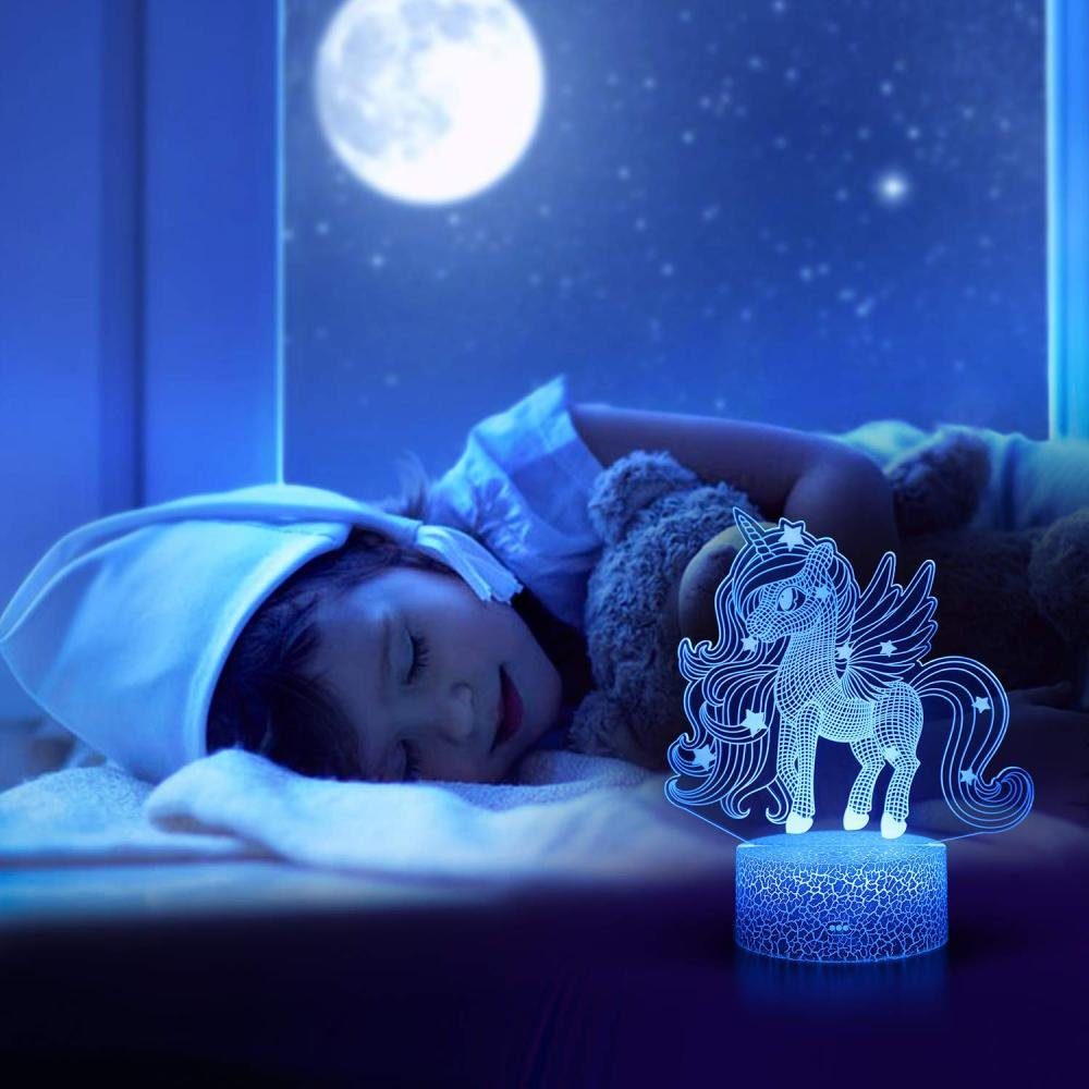 Nachttischlampe machen LED 3D-Effekte, Jormftte Einhorn-Nachtlicht Kinder, Sie die den Spaß für Kindern lebendige Erzeugen viel