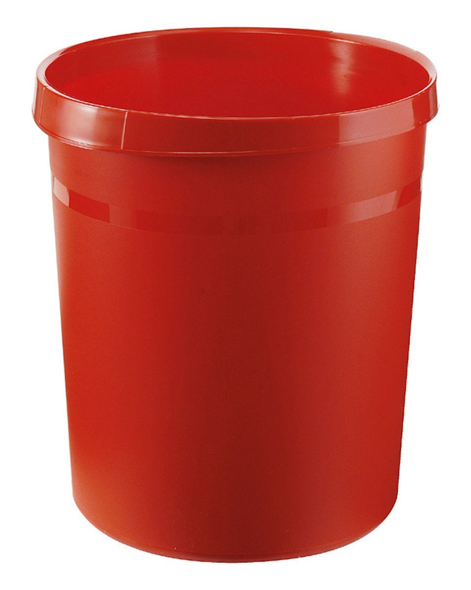 PROREGAL® Papierkorb Klassischer runder Papierkorb aus Kunststoff, 18L, Grau Rot