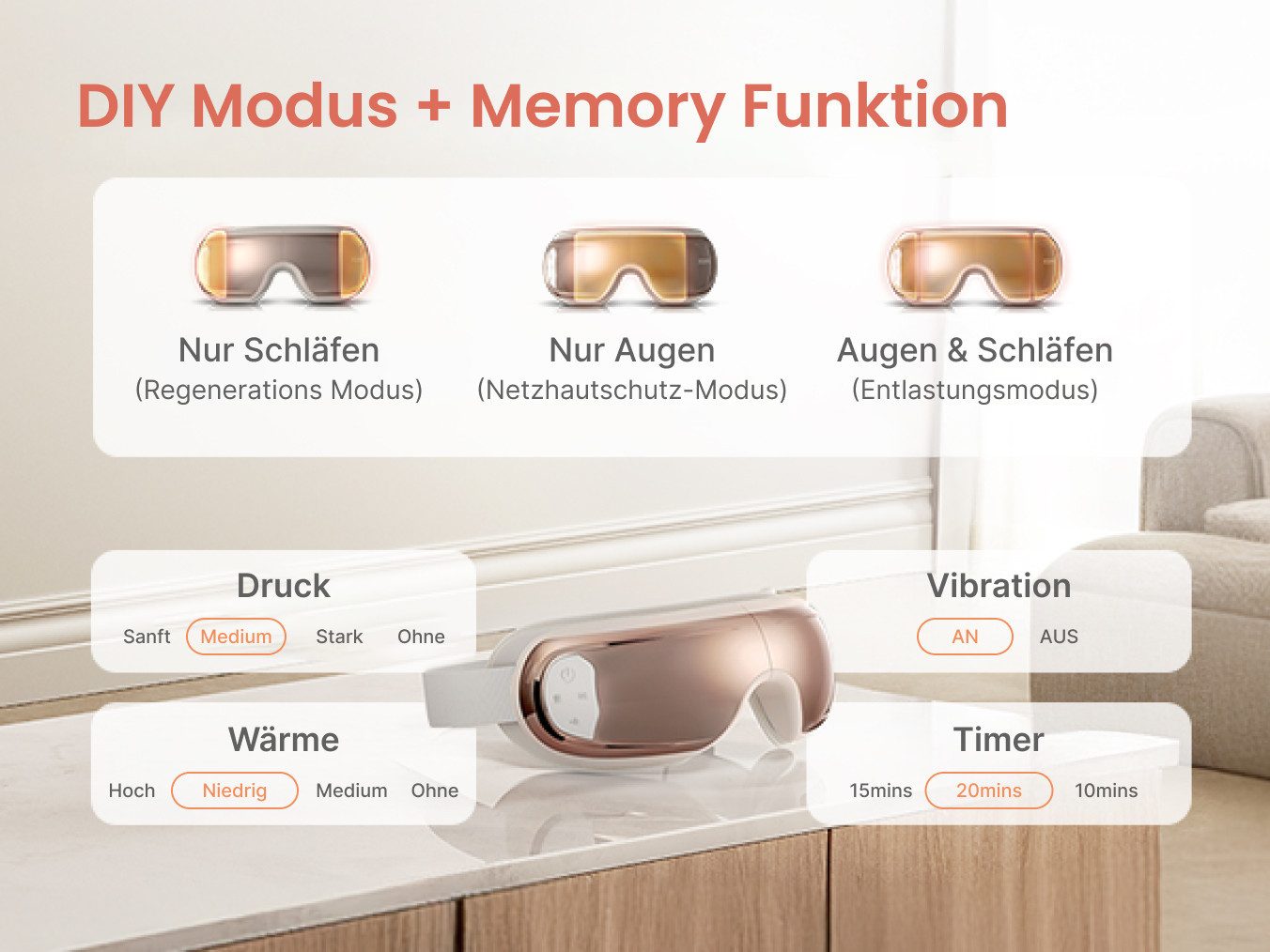 RENPHO Gesichtsmassagegerät Renpho Eyeris 3 Eye massager G010V, Sprachgesteuertes Pflegeerlebnis mit Wärme, Kühlung und Akupressur – Bild 5 von 5