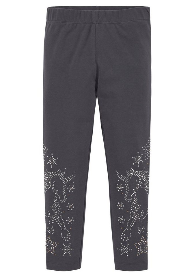 KIDSWORLD Leggings Glitzernde Leggings mit Strass besetzt: GLITZER PFERD Mit Glitzer Pferd verziehrt