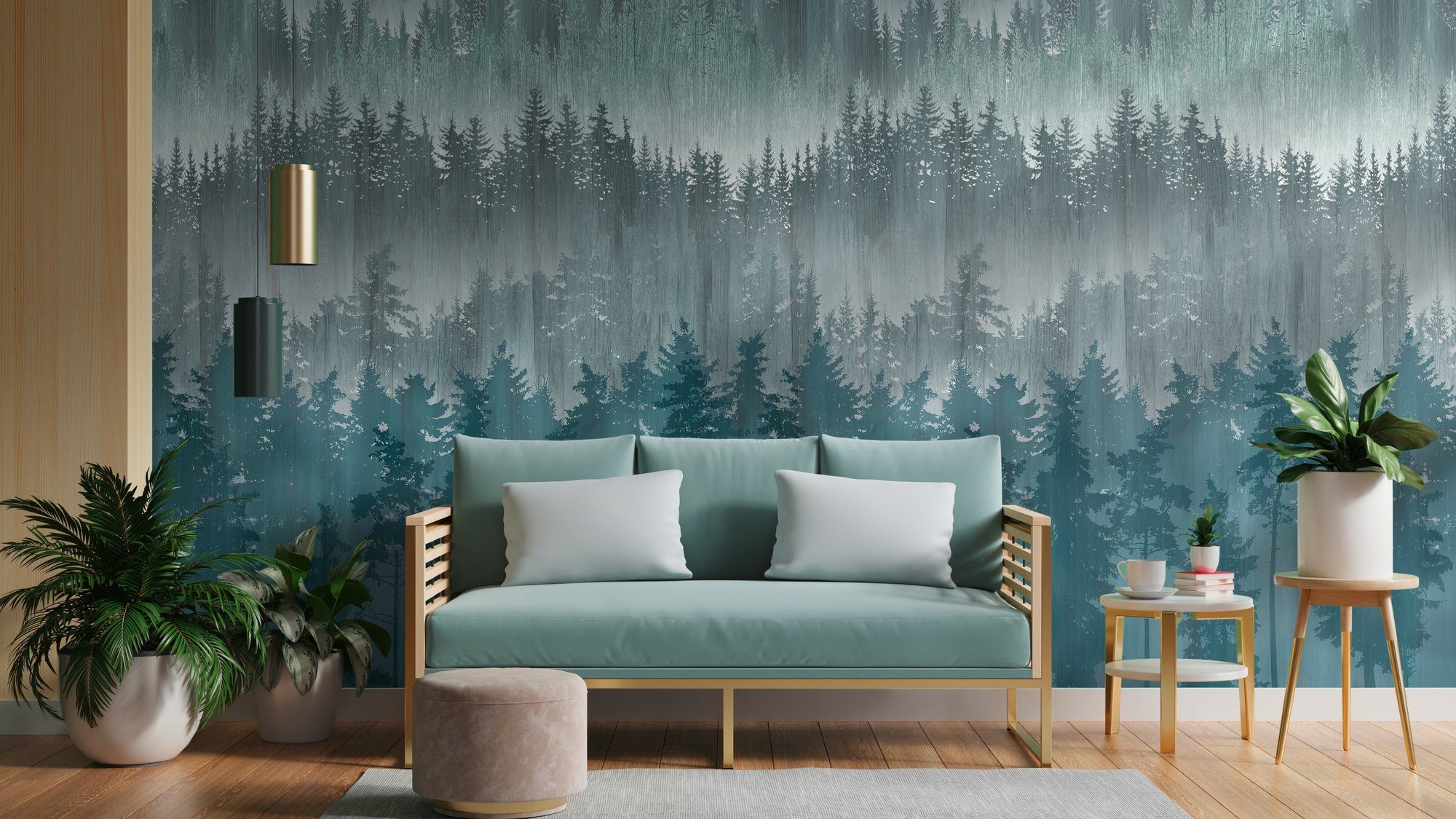 A.S. Creation Fototapete Wald 1,59 m x 2,8 m Blau-Grau FSC® günstig online kaufen