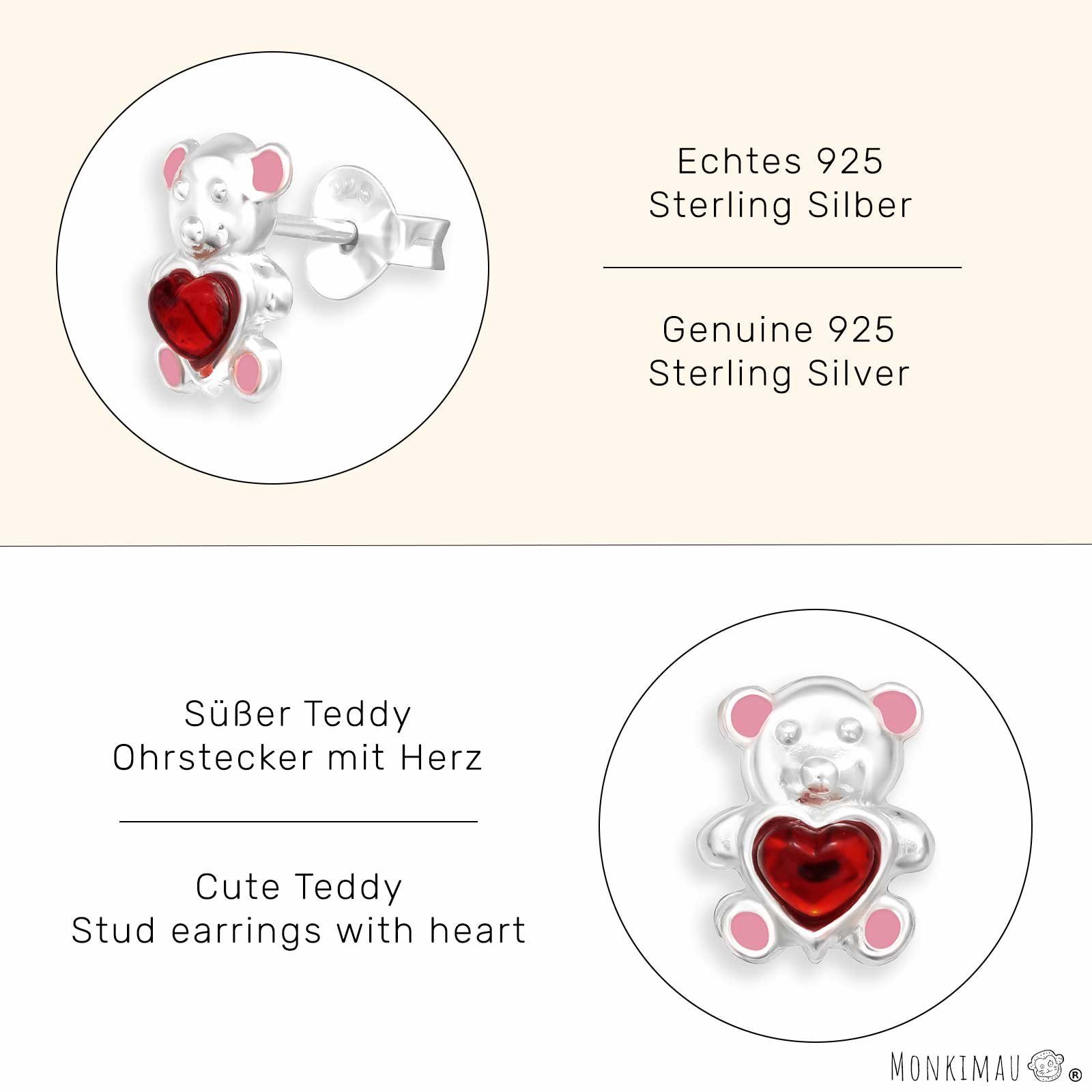 Ohrringe aus Ohrstecker Paar Silber 925 (Packung) Teddy-Bär Monkimau