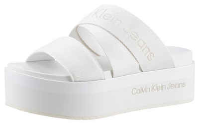 Calvin Klein Jeans FLATFORM SANDAL WEBBING IN MR Pantolette, Plateau, Sommerschuh, Schlappen mit Logoschriftzug