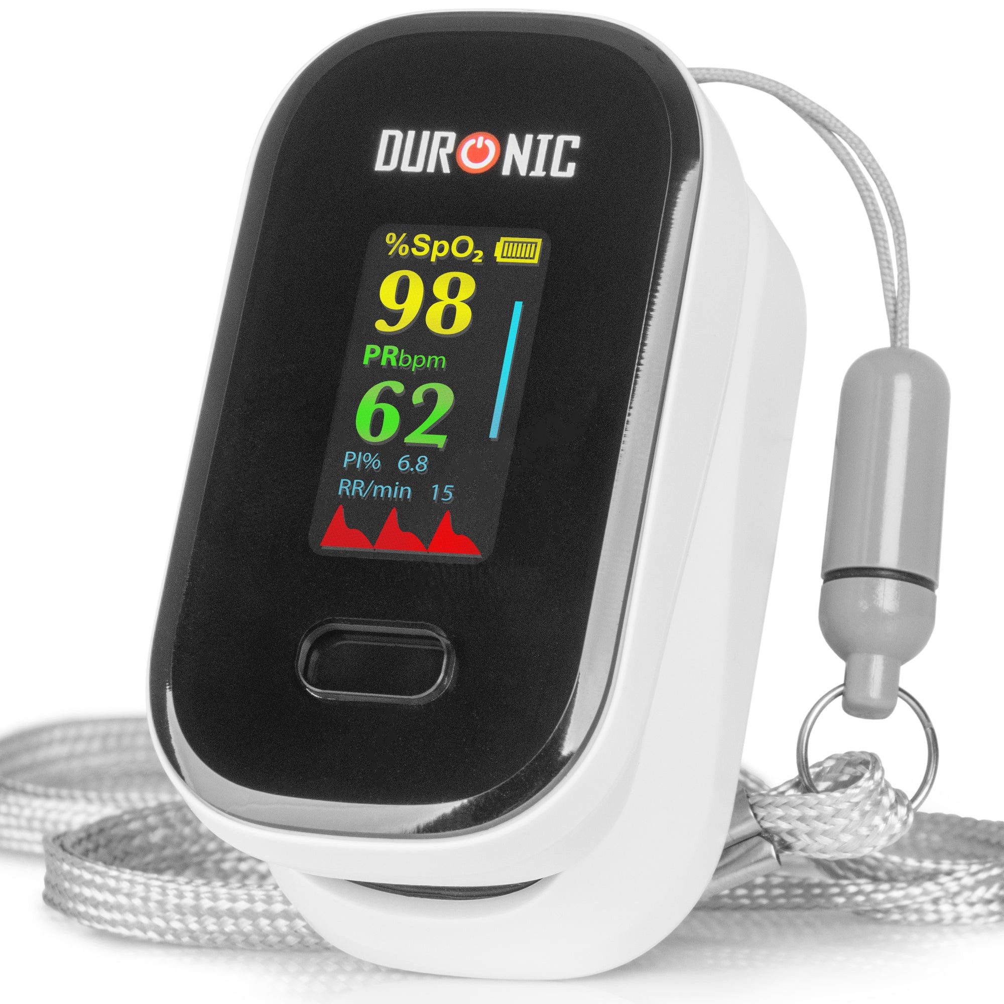 Duronic Pulsoximeter OX02 Pulsoximeter, Oximeter für Sauerstoffsättigung (SpO) im