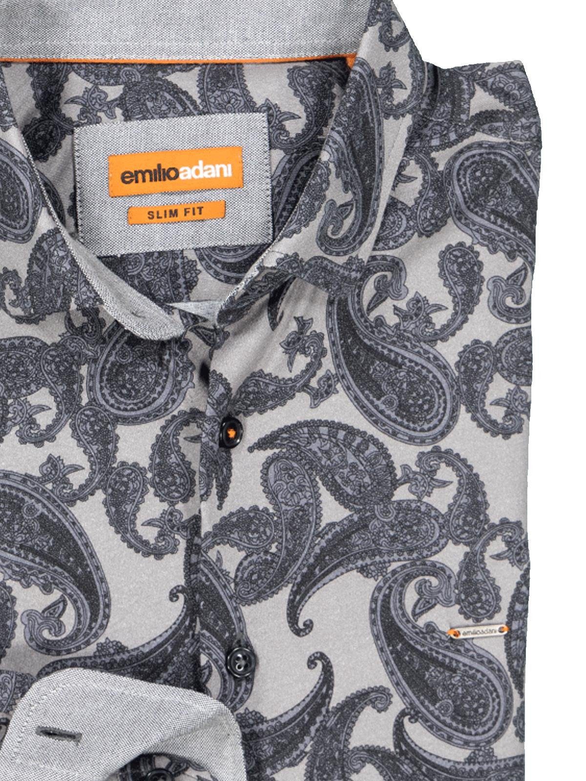 emilio adani Langarmhemd emilio adani Herren Langarm-Hemd gemustert, Anthrazit