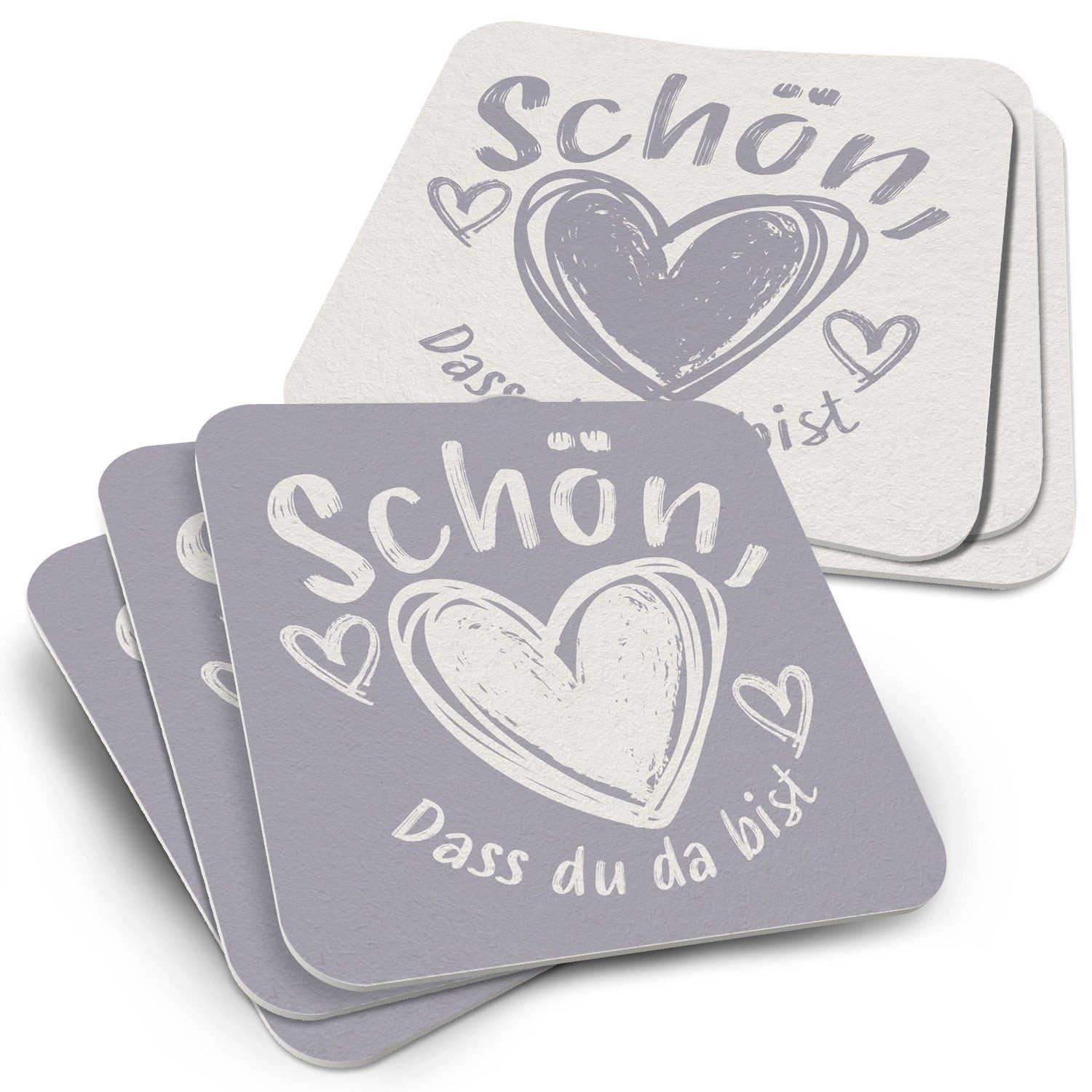 Bierdeckel Schön dass du da bist - 50x Untersetzer für Gläser