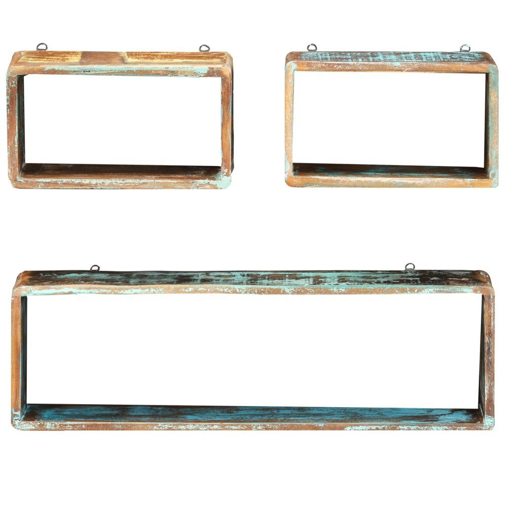 furnicato Regalwürfel Dekoratives Wandregal-Set aus massivem Altholz, 80x15x25 & 35x15x20 cm