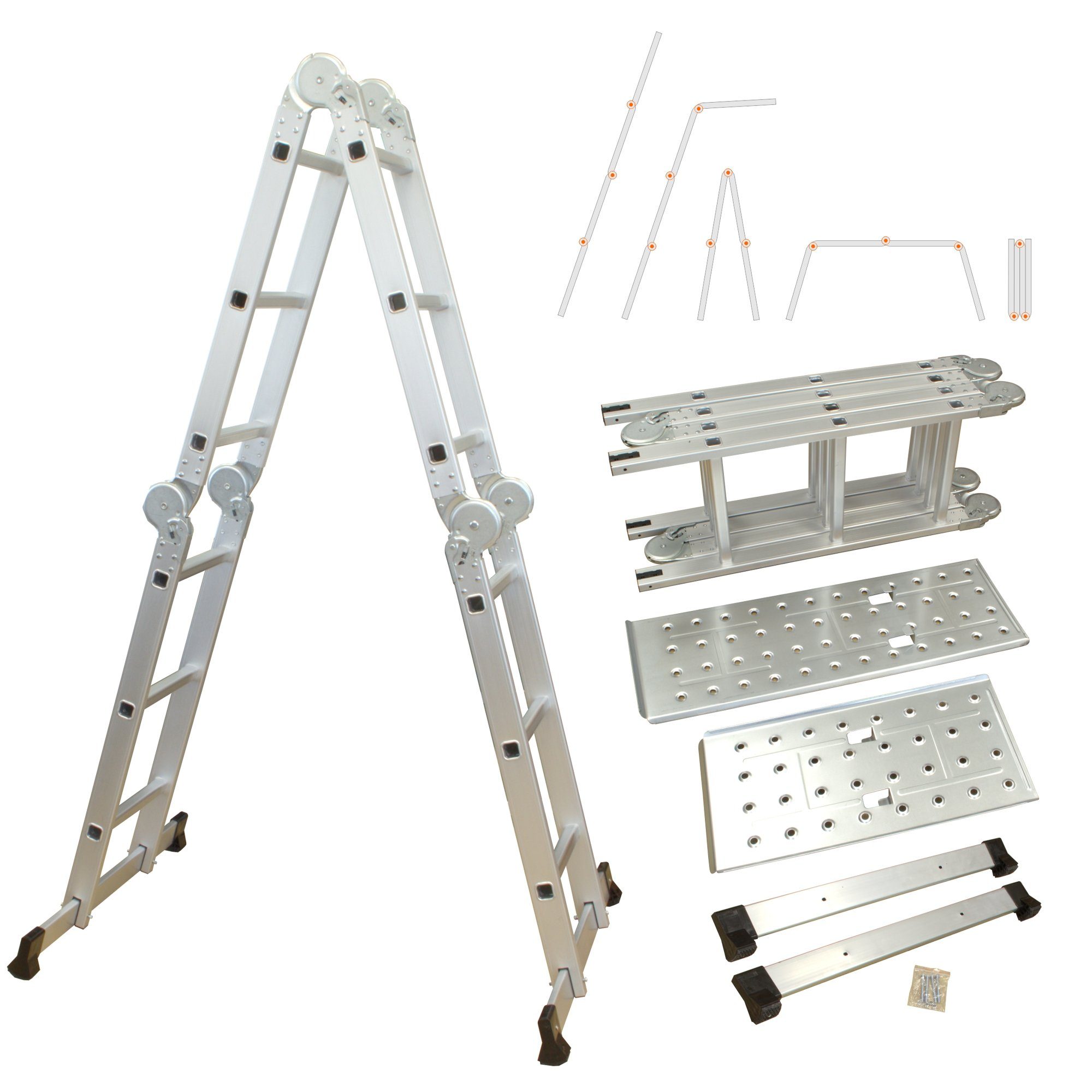 Lemodo Vielzweckleiter Aluminium Multifunktion Klappleiter 4-teilig, günstig online kaufen