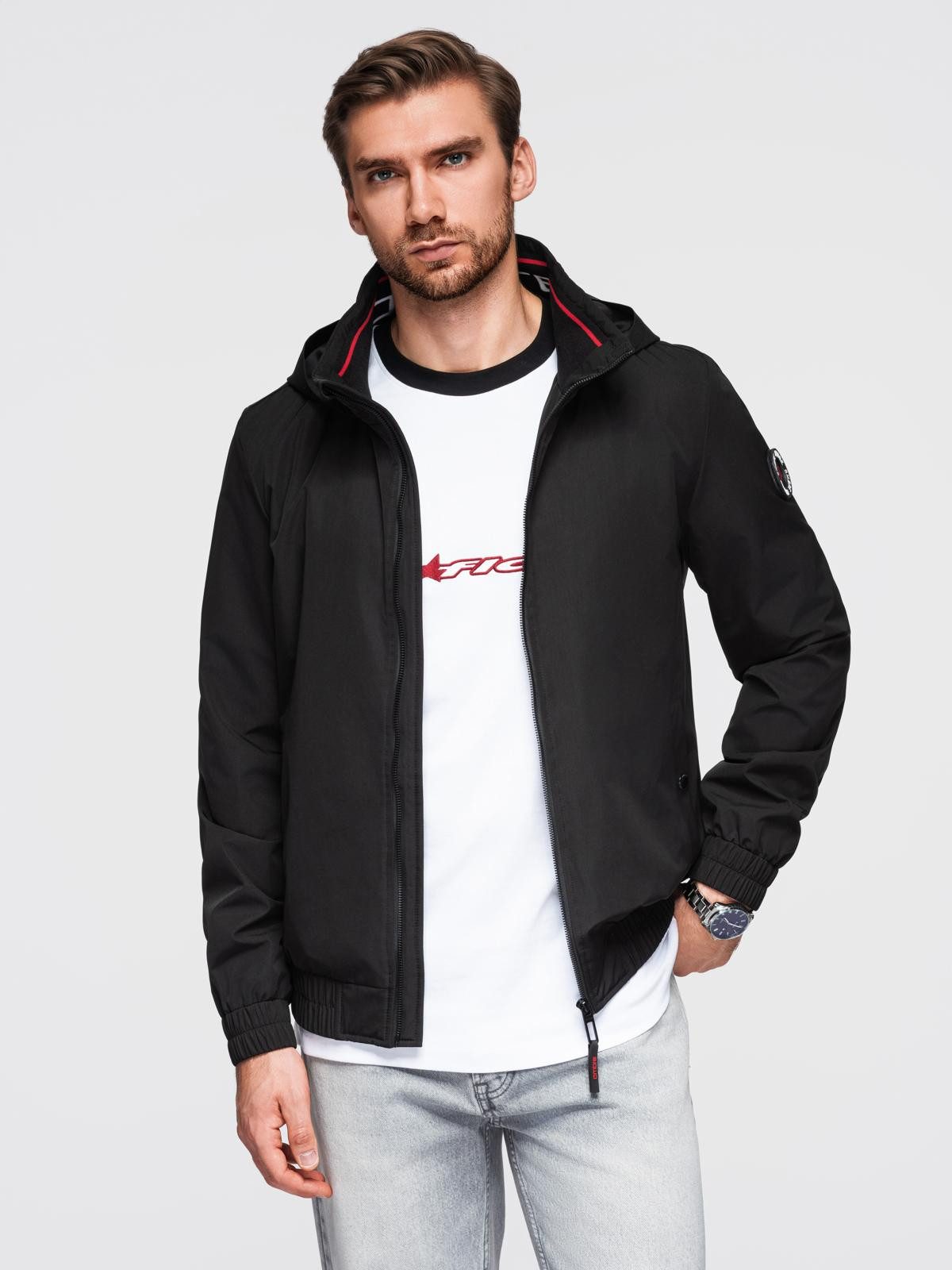 OMBRE Steppjacke Herrenjacke mit Kapuze und hohem Stehkragen günstig online kaufen