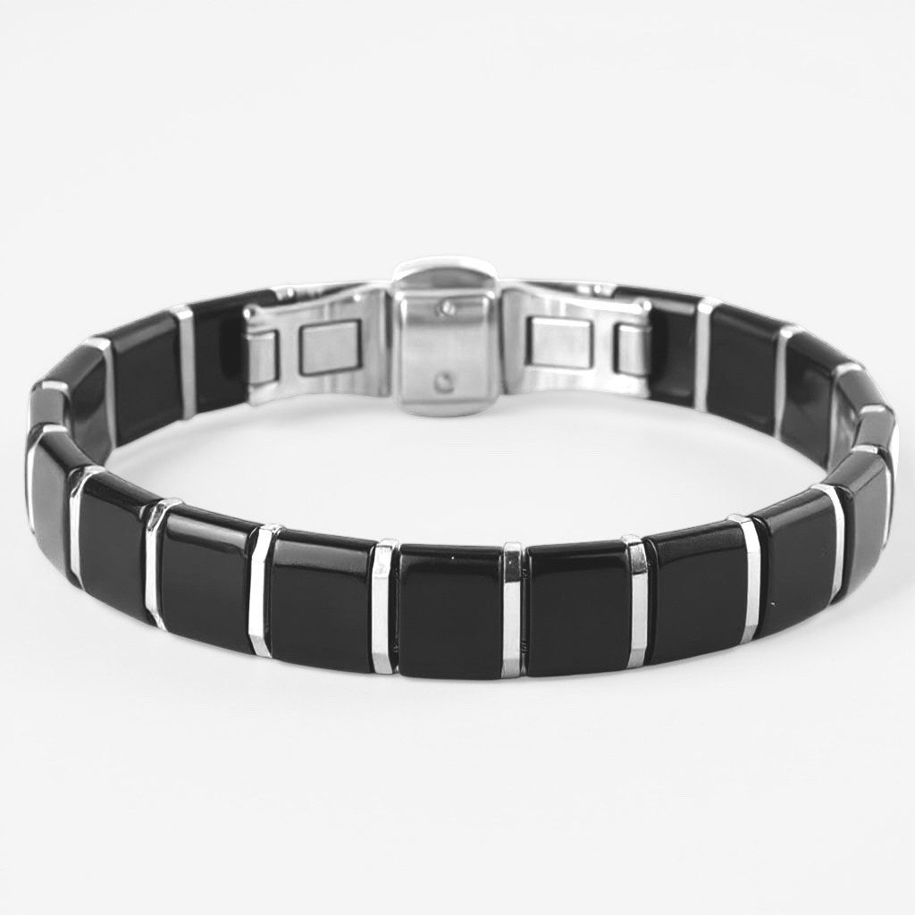 Karisma Edelstahlarmband Frauen Edelstahl Armband - Schwarze Keramik Gliede günstig online kaufen