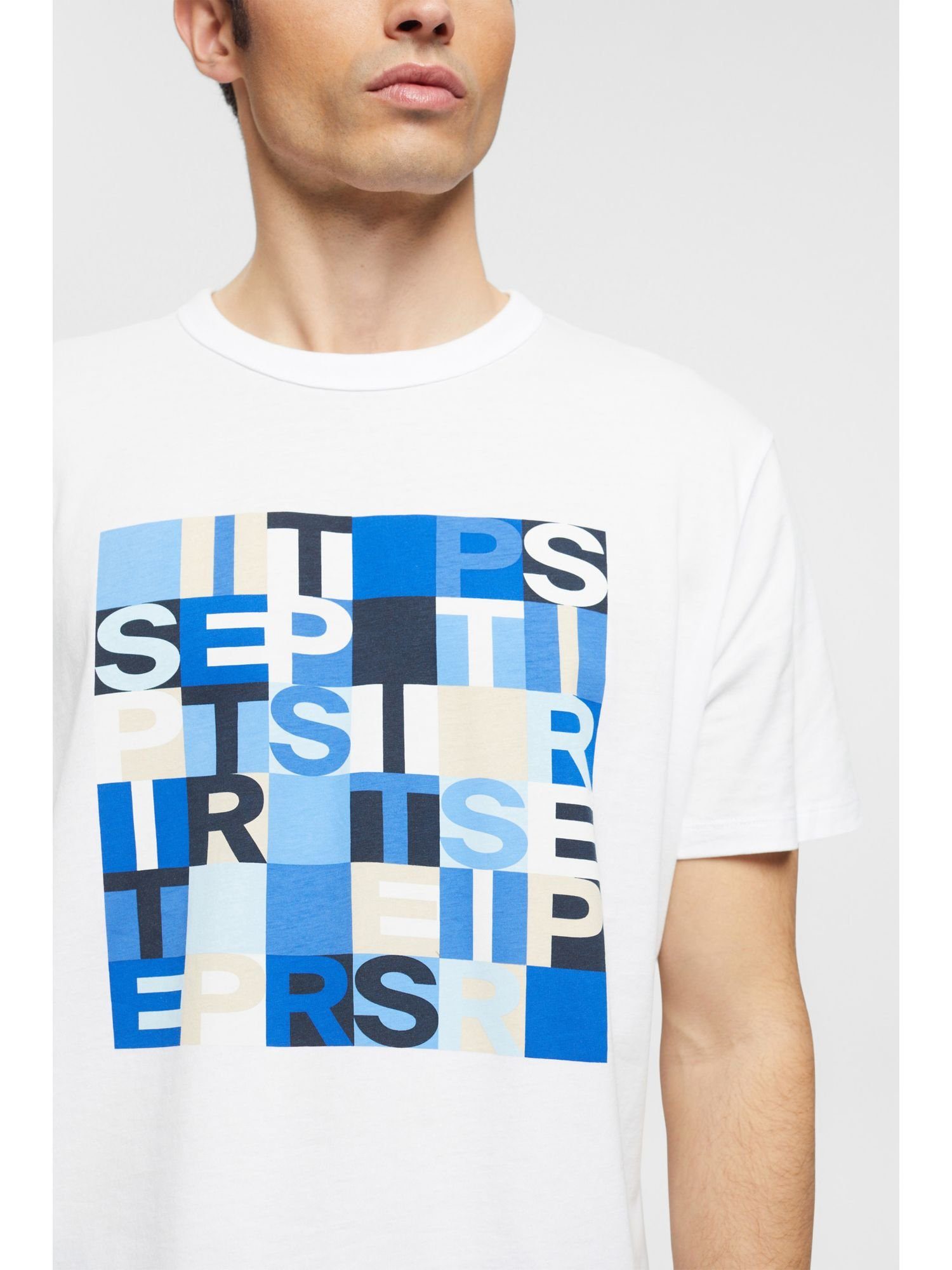 (1-tlg) Bio-Baumwolle WHITE Logo-Print, mit Esprit T-Shirt T-Shirt