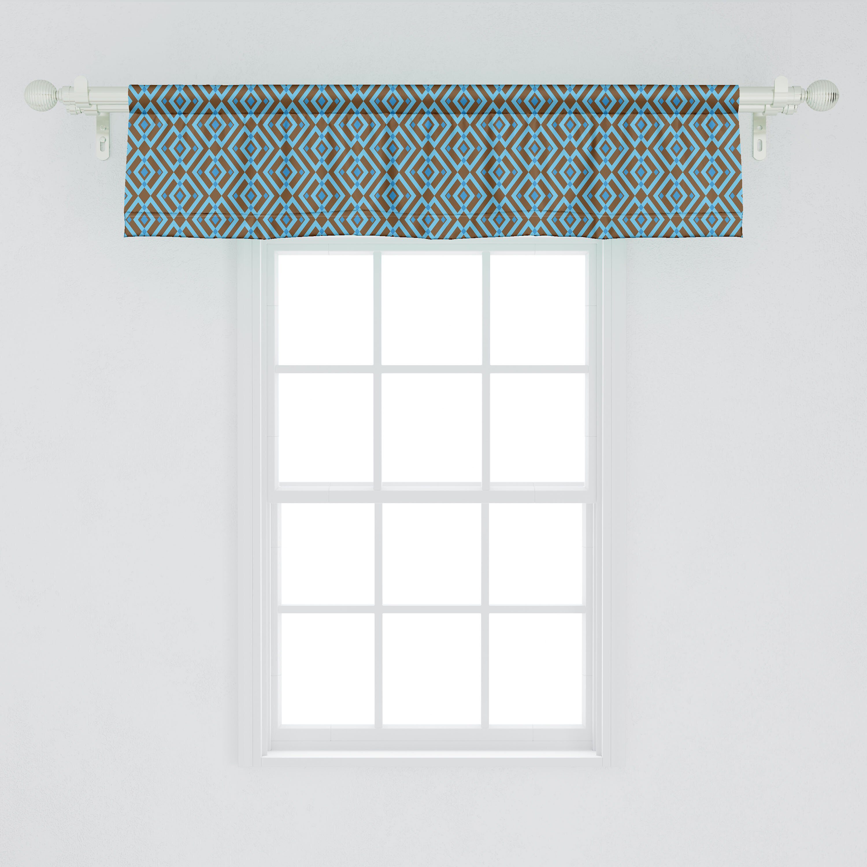 Scheibengardine Vorhang Volant Stangentasche, für mit Küche Microfaser, Abakuhaus, Schlafzimmer Dekor Nested-Quadrat-Muster Geometrisch