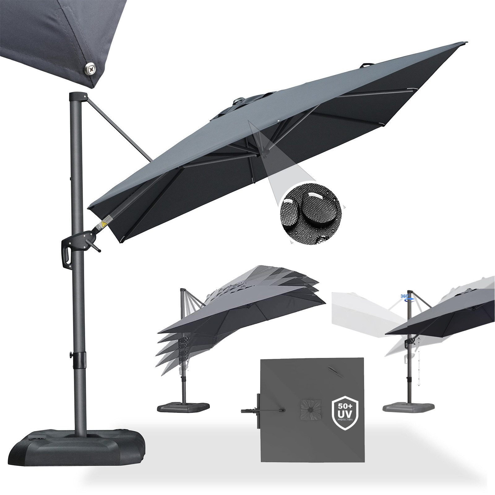 PURPLE LEAF Ampelschirm Quadratischer Terrassenschirm, Alu günstig online kaufen