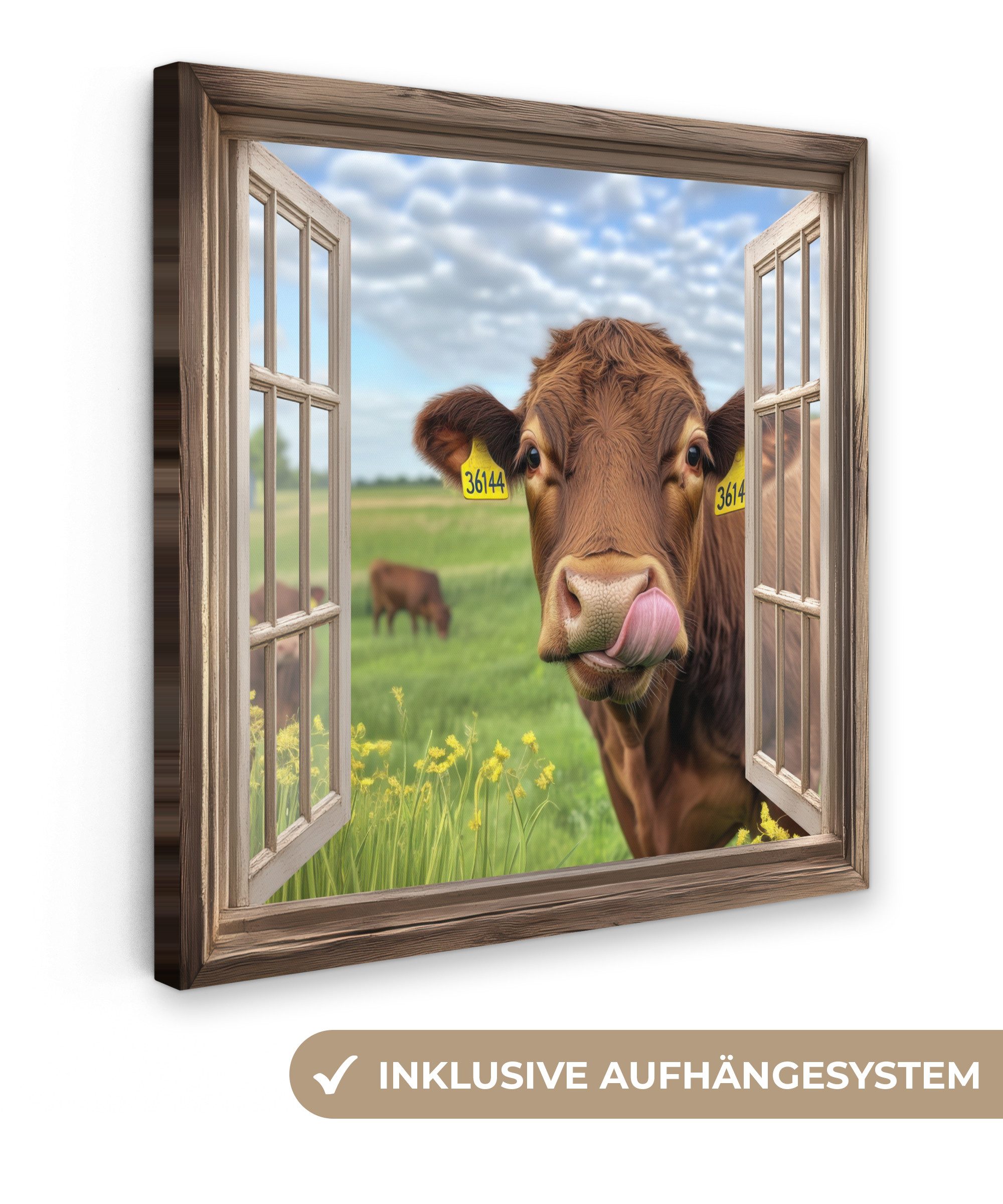 OneMillionCanvasses® Leinwandbild Durchblick - Kuh - günstig online kaufen