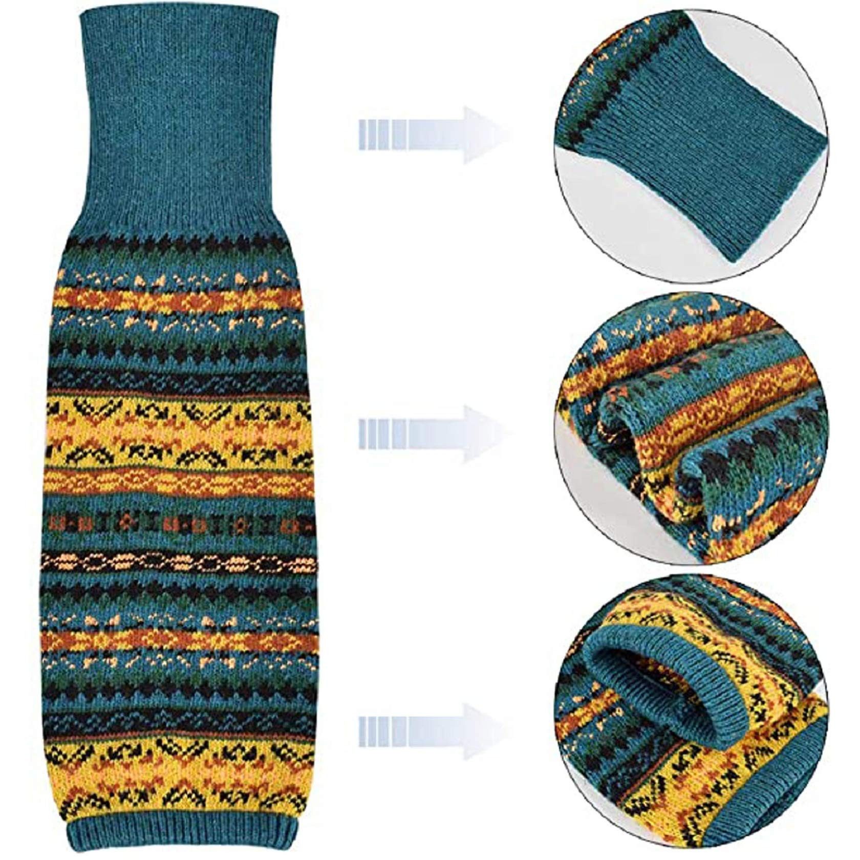 Coonoor Beinstulpen Damen Lange Winter Legwarmer Gestrickt Verdicken Beinwärmer (Böhmischer Stil Beinstulpen) Overknee Strümpfe Tanzen Strumpf Knit Crochet Sock – Bild 2 von 5