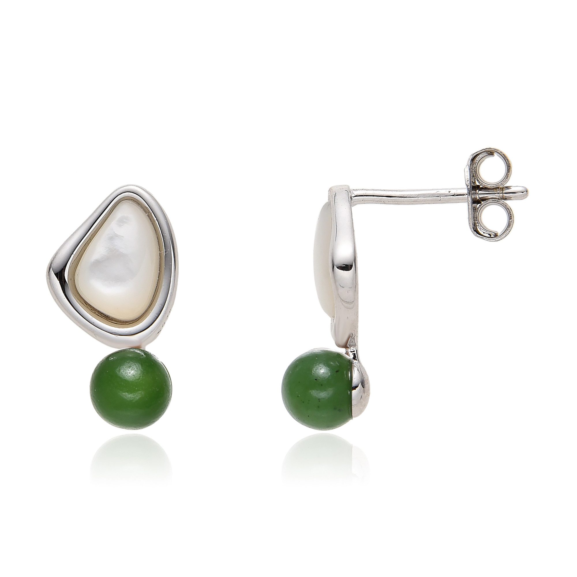 Ohrring-Set Cavill Ohrringe aus 925 Sterling Silber mit grünem Nephrit, 1,24 ct