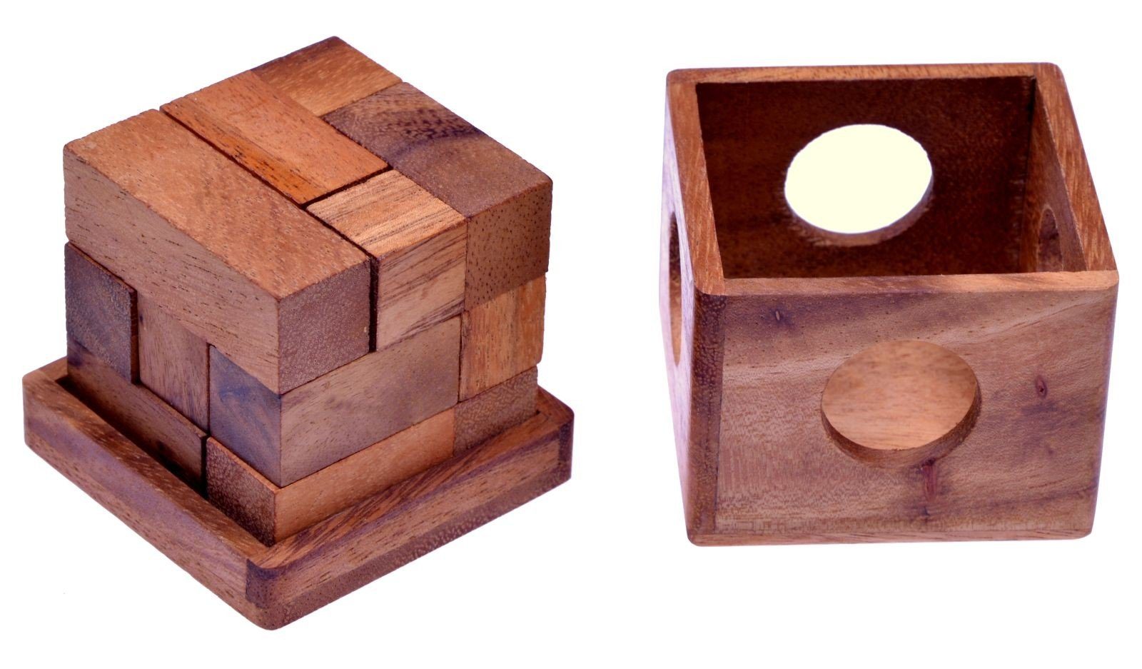 Logoplay Holzspiele Spiel, Soma Würfel Gr. M - 7 cm Kantenlänge - 3D Puzzle - Knobelspiel im Holzkasten Holzspielzeug